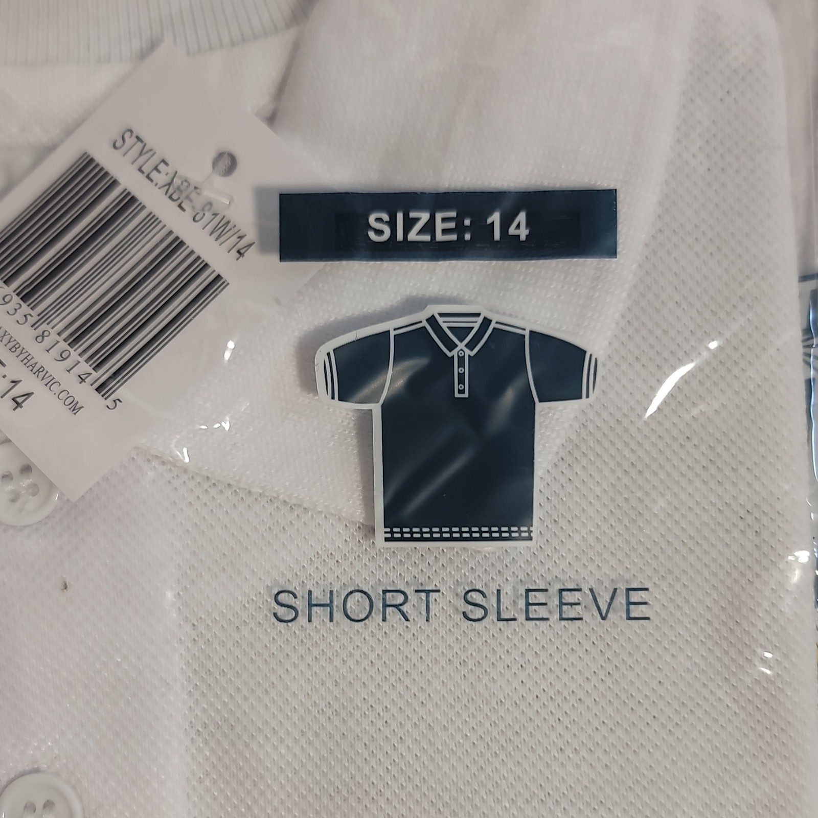Galaxy School Uniform Boys Polo Shirt Size 14 White Short Sleeve
