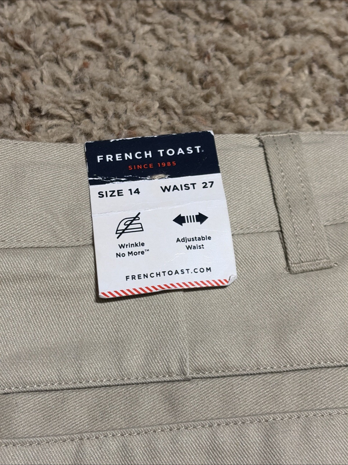 NWT Boys 14 French Toast Adjustable Waist Flat Front Khaki Uniform Shorts