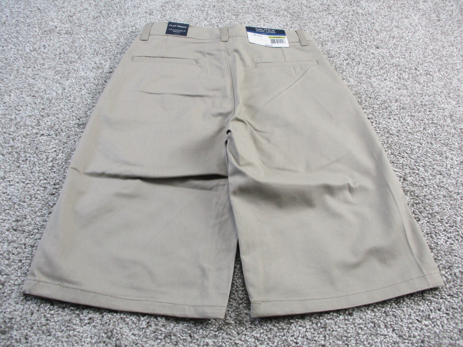 Nautica Shorts Khaki Adjustable Waist with Stretch School Uniform 14 Slim NWT