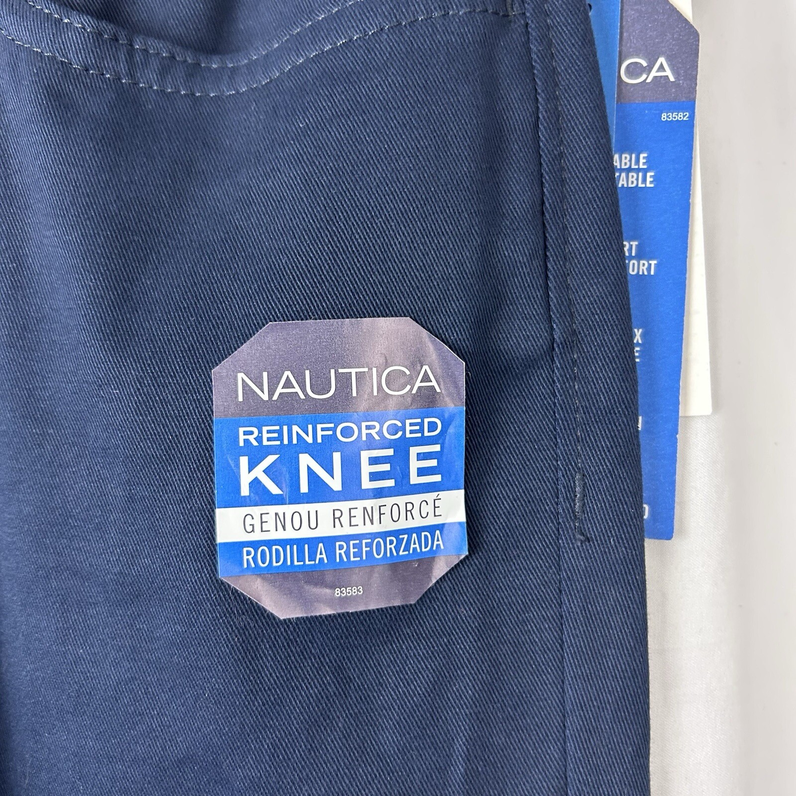 Nautica Boys 16 Husky Navy School Uniform Reinforced Knee Extensible NWT