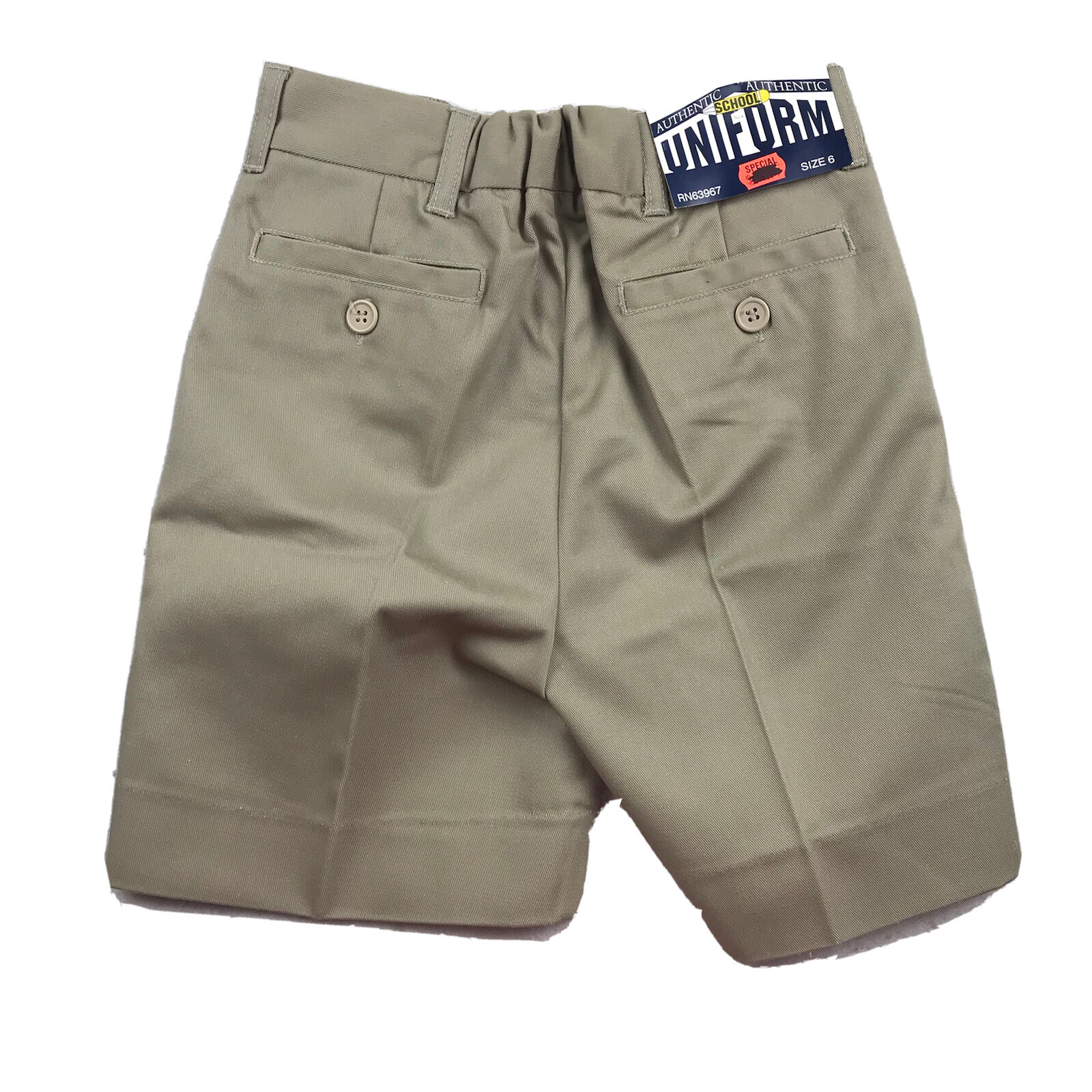 Authentic School Uniform Shorts Boys 6 Beige Elastic Waist Pleated Front NWT