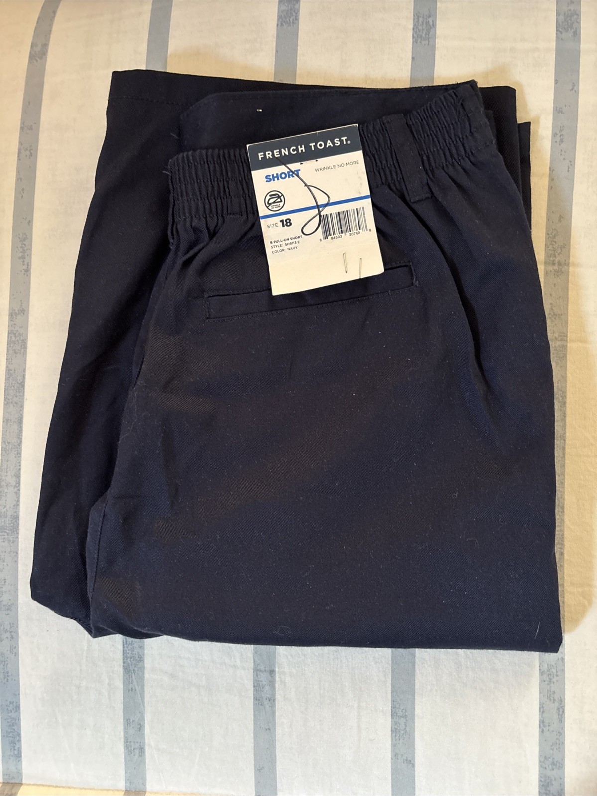 French Toast Boy’s Performance Shorts Elastic Waist Inseam 13 in Navy New