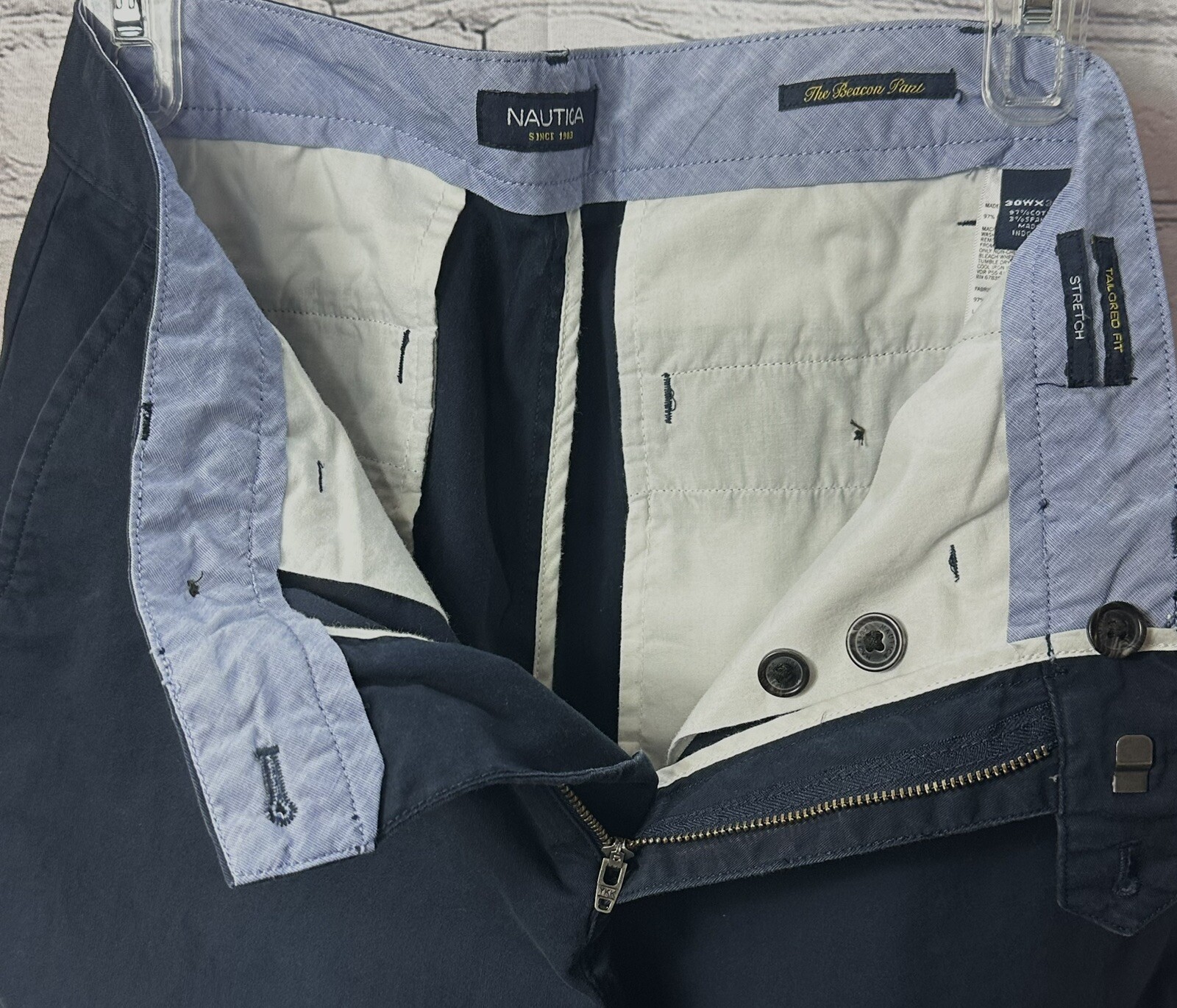 Nautica Boys School Uniform Pant Blue Navy Stretch Size 30 Flat Front