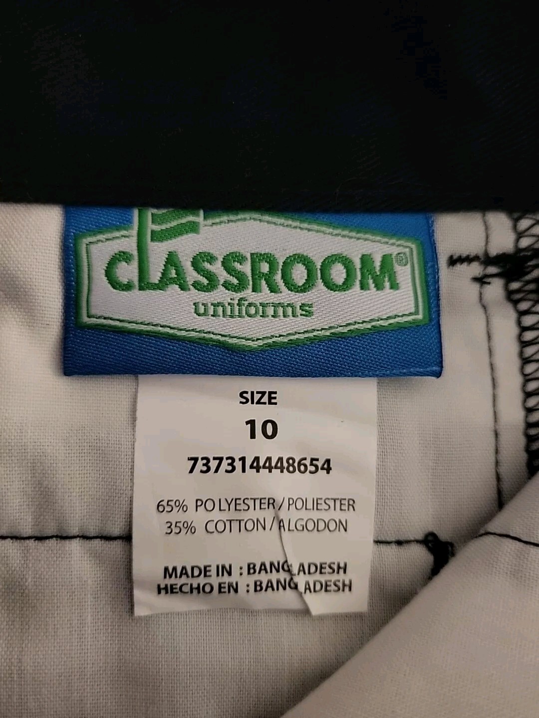 Boy Shorts School Slim Type Size 10 School Uniform Adj. Waist Dark Blue NWT