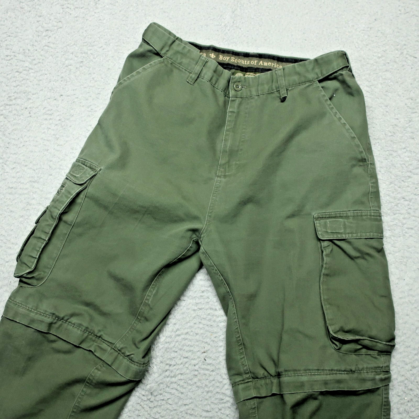 Boy Scouts of America Cargo Pants Boys Youth 32 Olive Green Convertible Uniform