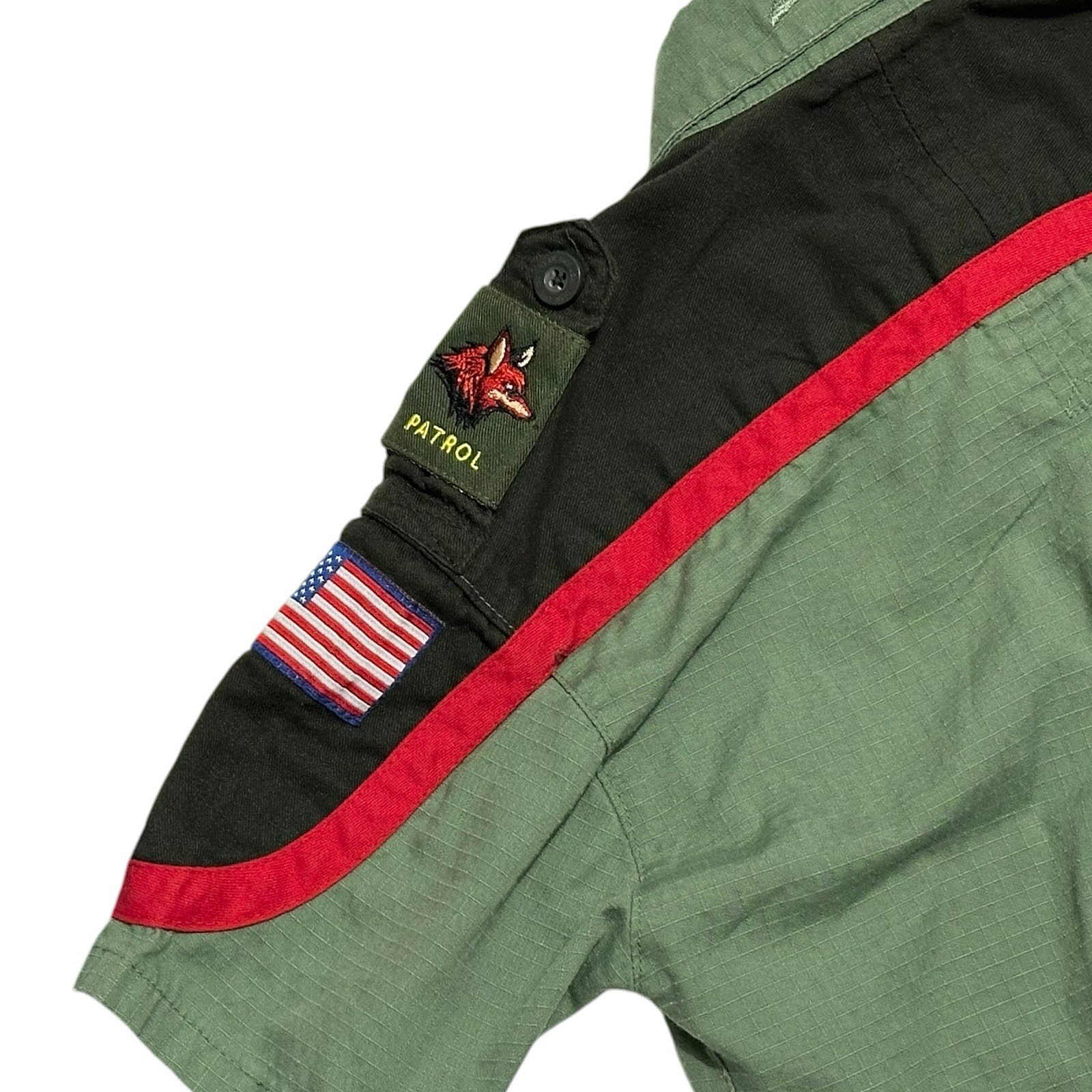 TRAIL LIFE USA UNIFORM SHIRT GREEN SHORT SLEEVE BUTTON PATROL PATCH YOUTH SMALL