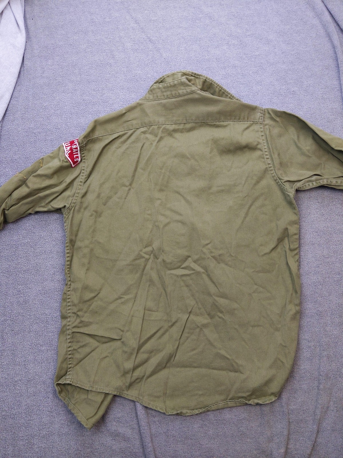 Vintage Boy Scouts Of America Shirt Boys XS Green Twill Button Front Uniform