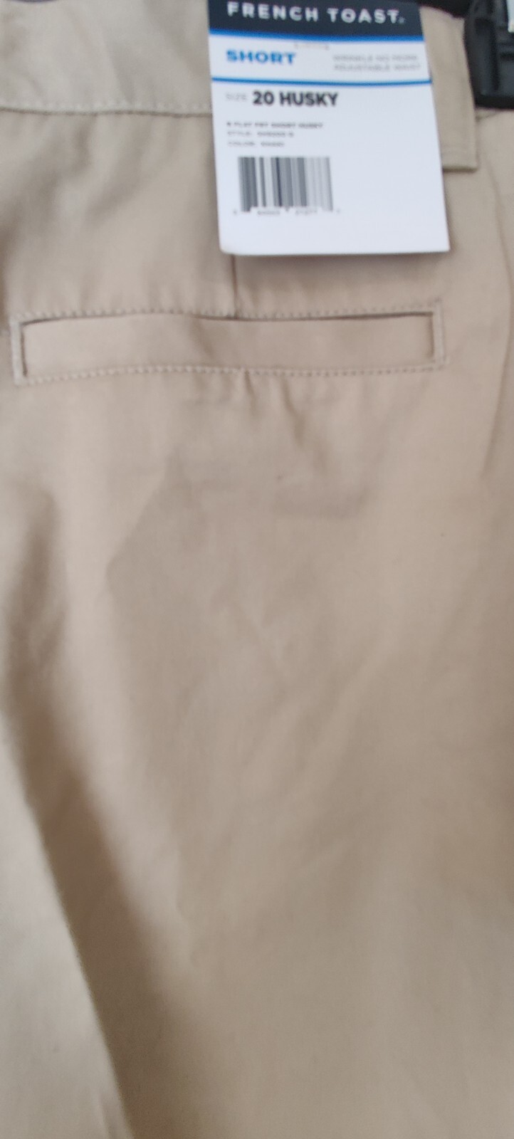 BOYS 20 Husky KHAKI FRENCH TOAST SCHOOL UNIFORM SHORTS ADJUSTABLE WAIST