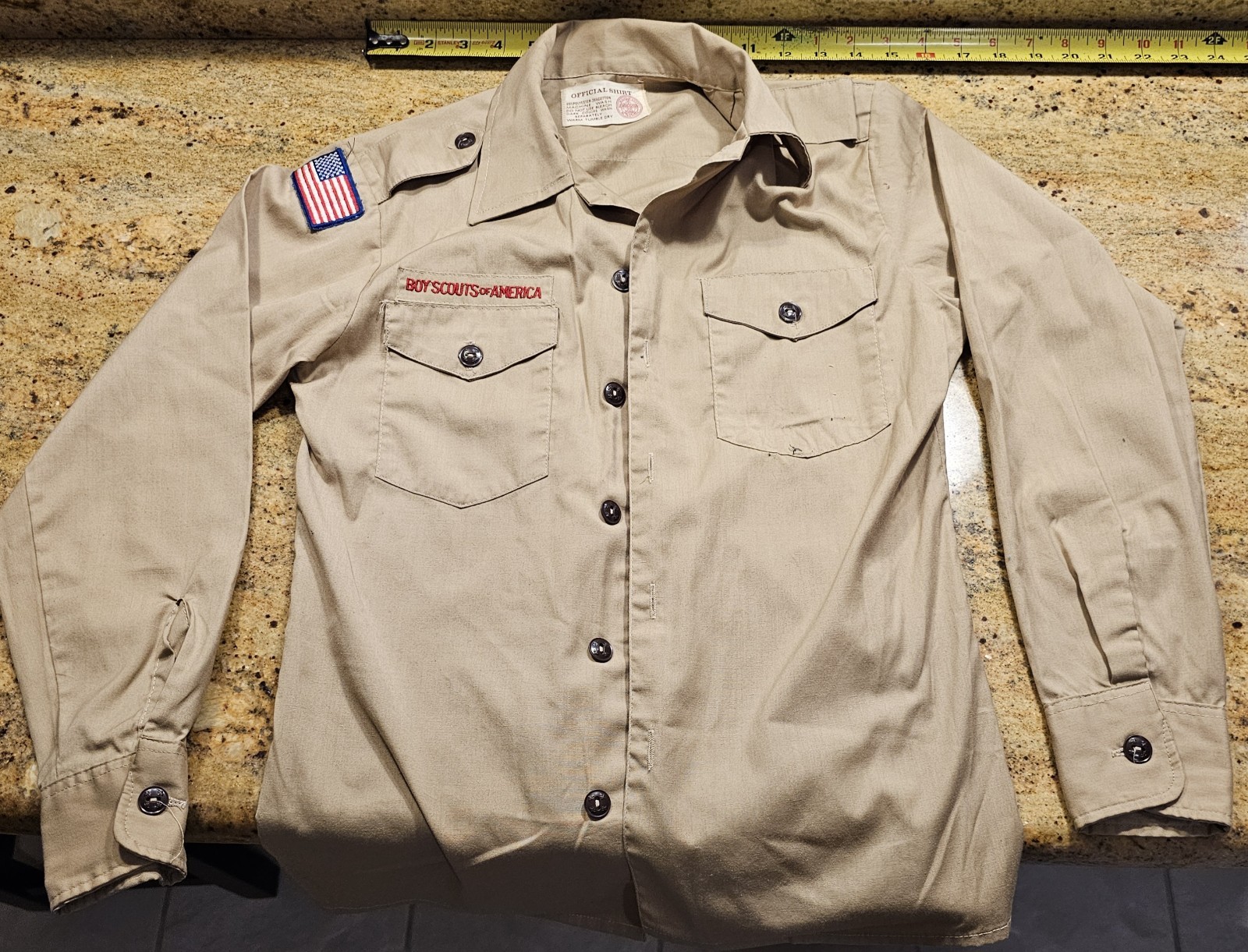 Vintage Boy Scouts Shirt Boys Uniform Youth Medium M Boys Long Sleeve