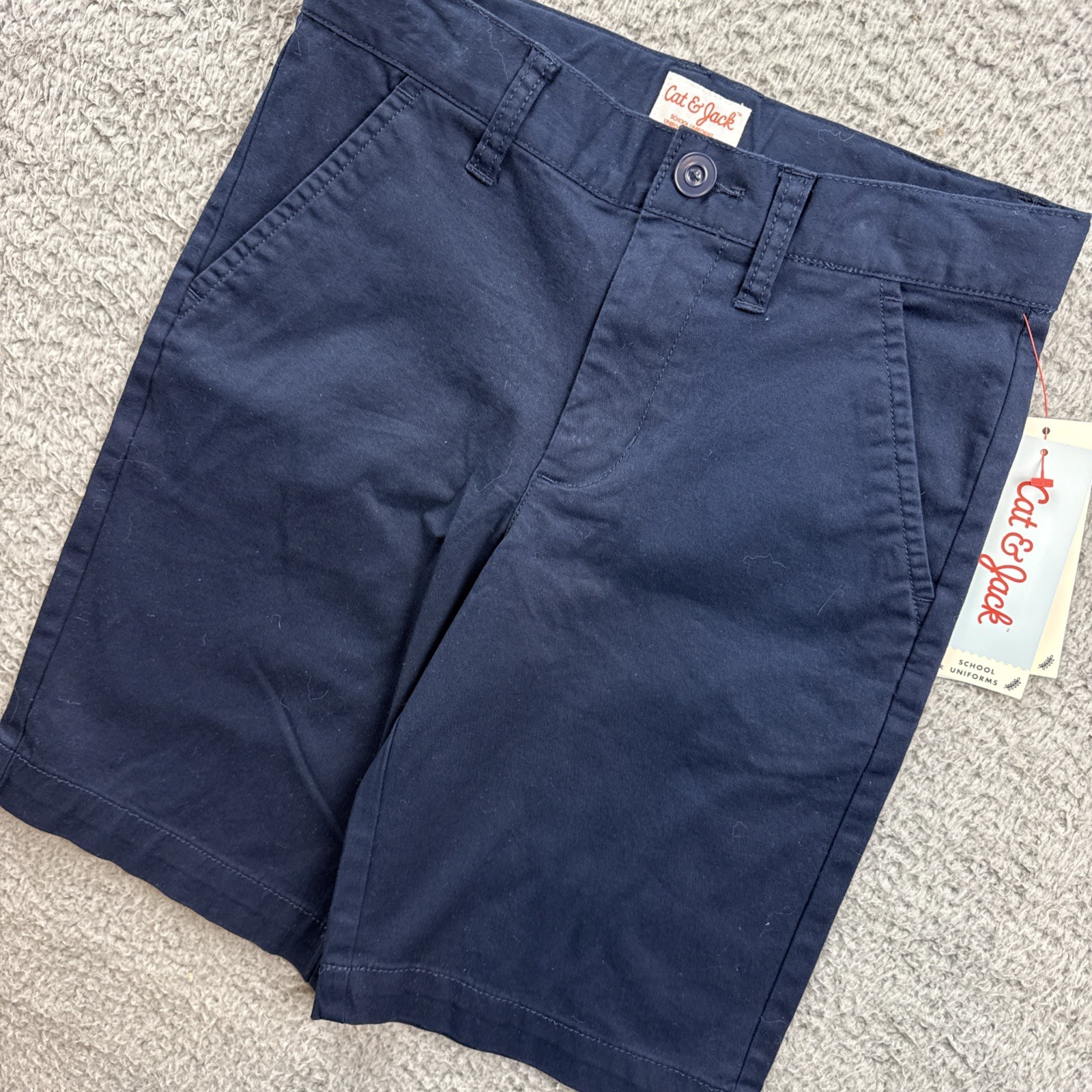 Cat & Jack Boys Youth 8 Blue Flat Front School Uniform Chino Shorts