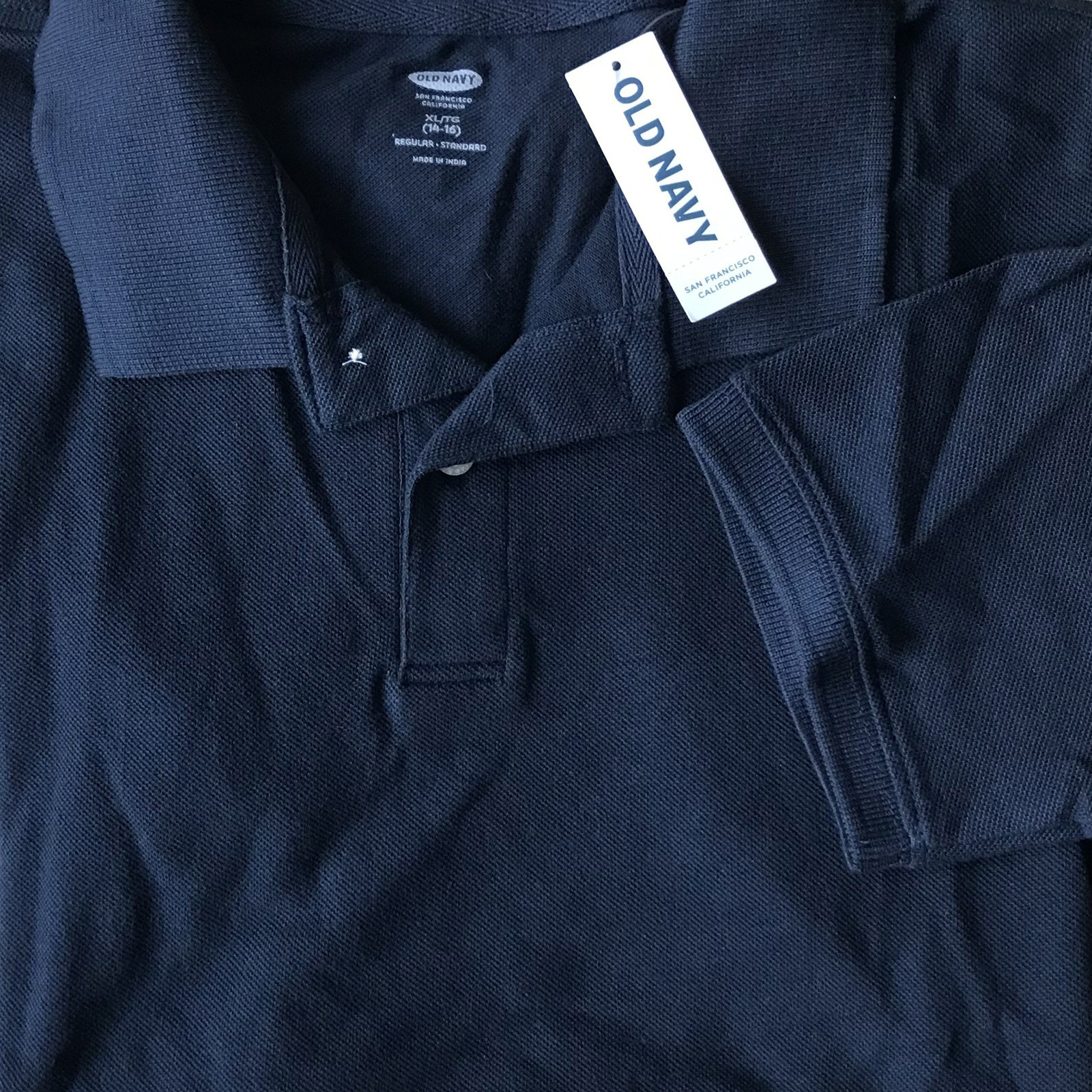NWT Old Navy Boys Short Sleeve PIQUE POLO SHIRT Ink Blue XL 14-16 School Uniform