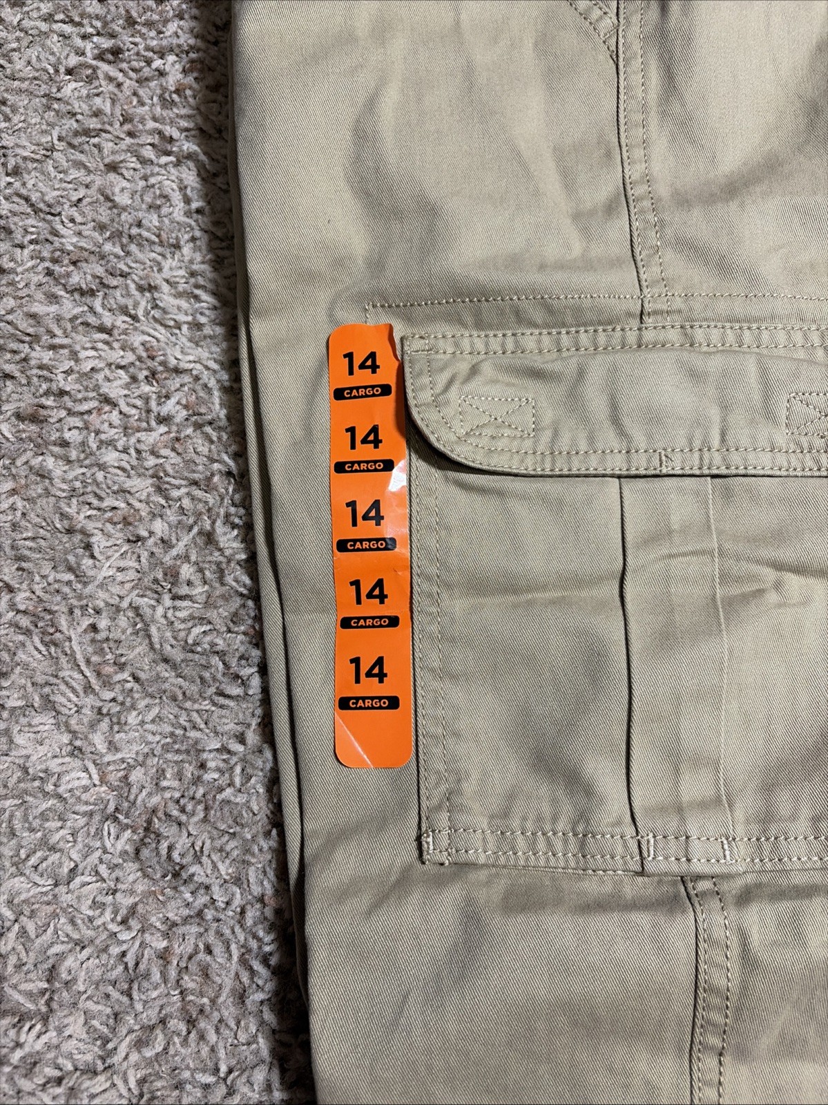 Pair Of NWT The Children’s Place Boys 14 Tan Navy Cargo Pants Slip On Uniform