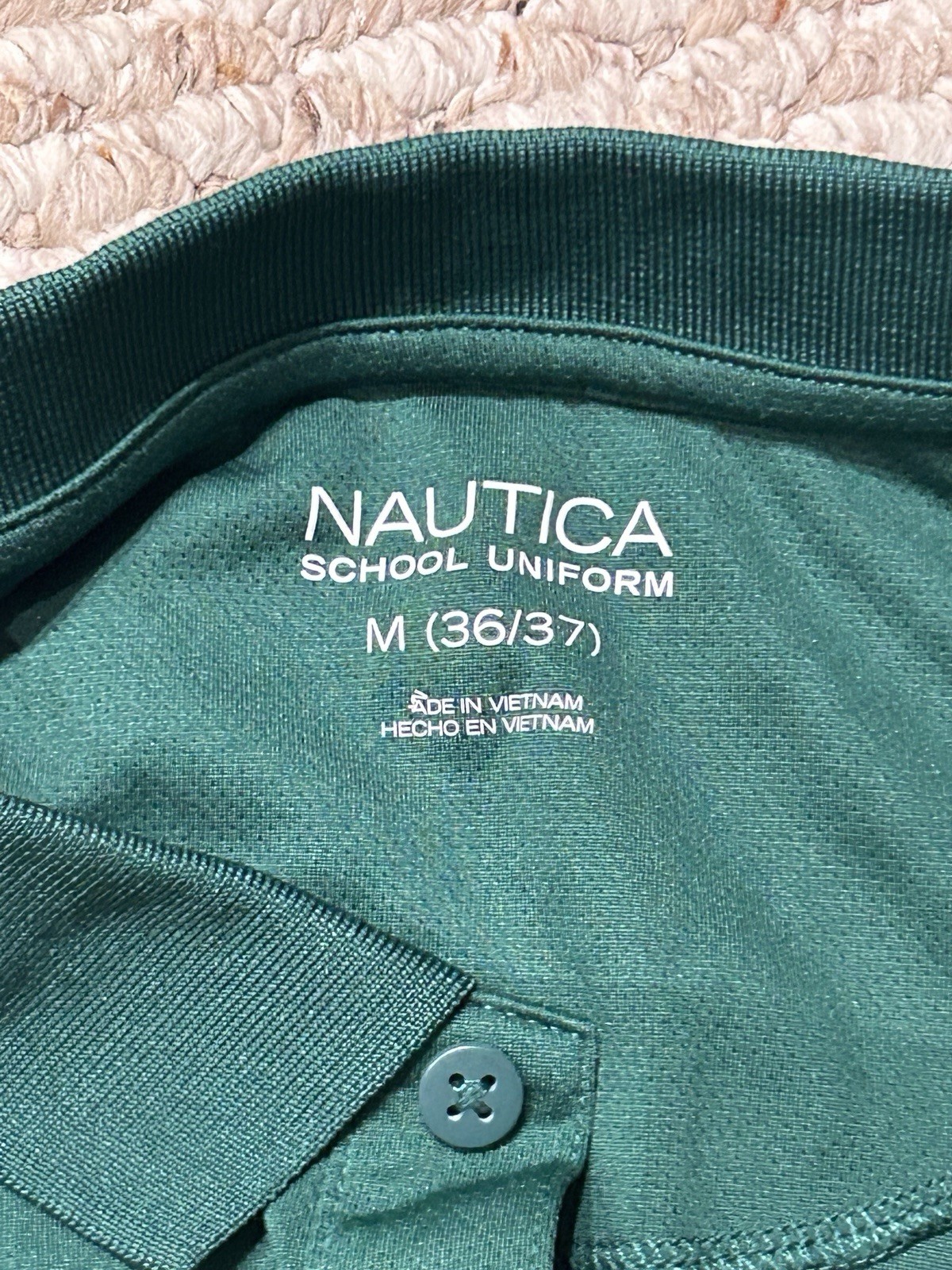 Nautica Young Men / Boys M 36/37 School Uni 2-Button Polo Shirt Hunter Green