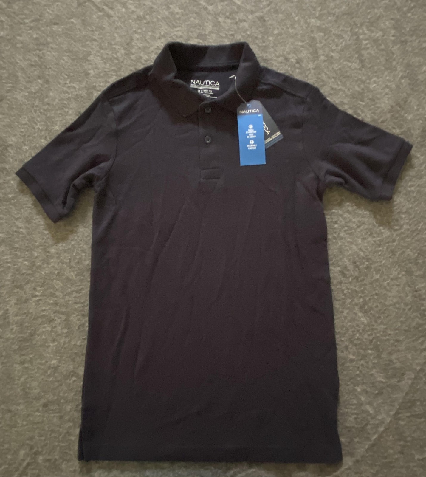 Nautica Polo Shirt Boys Medium 10/12 Performance Stretch Short Sleeve Uniform