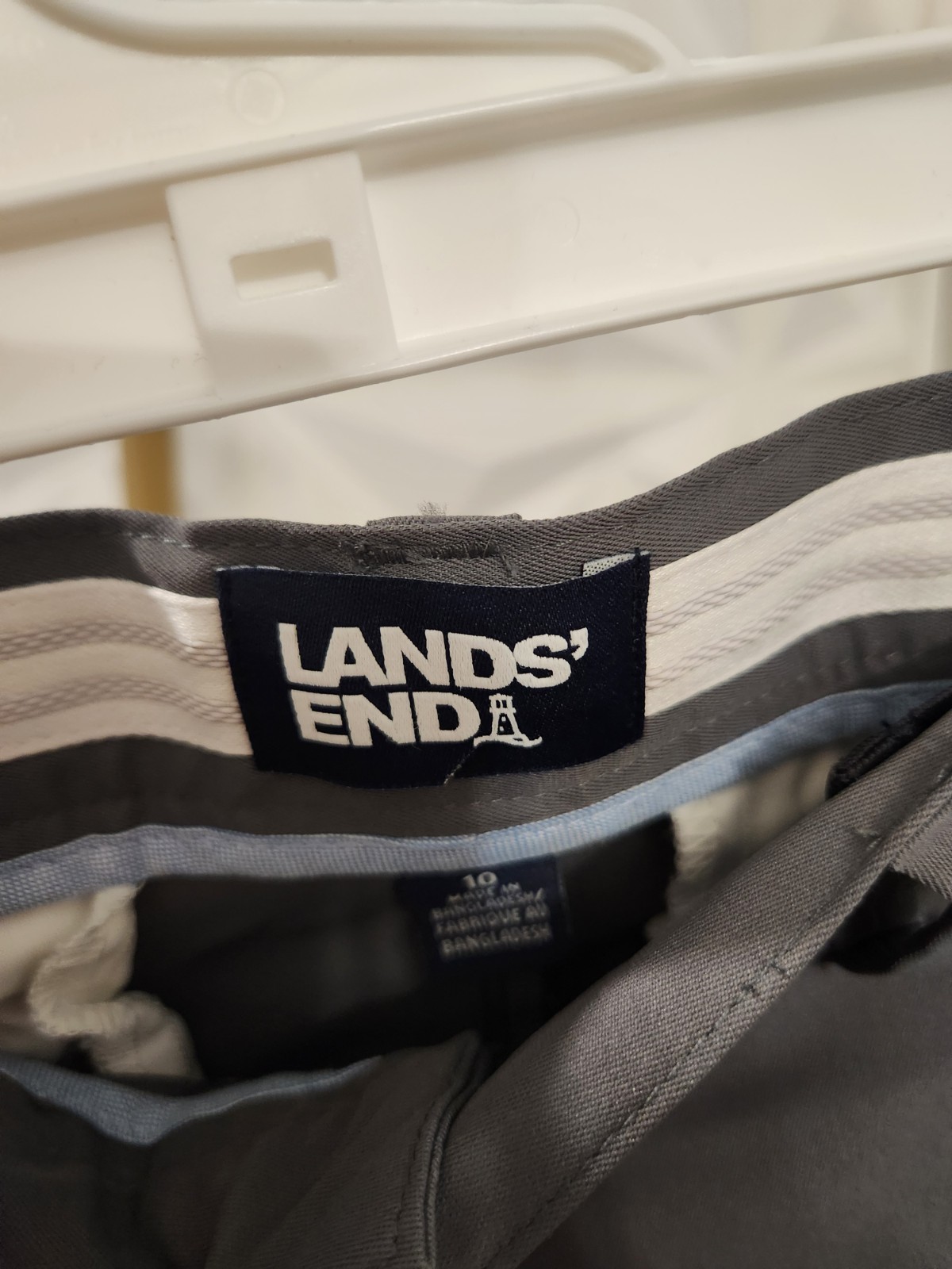 Lands’ End Boys Gray Chino Shorts Flat Front Pockets Solid Zip Closure Athletic