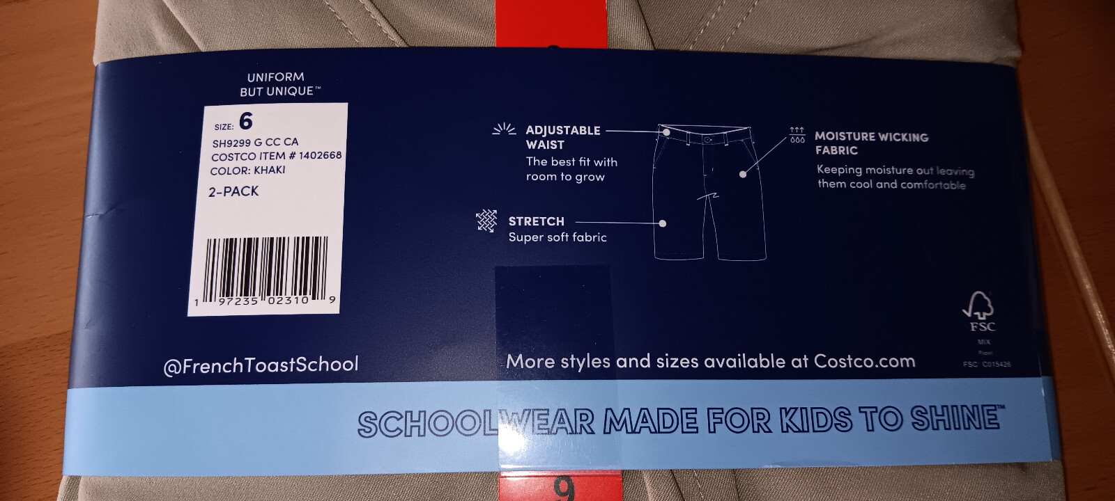 French Toast Youth Boy’s Khaki 2-Pack Performance Uniform Shorts Size 6 NEW