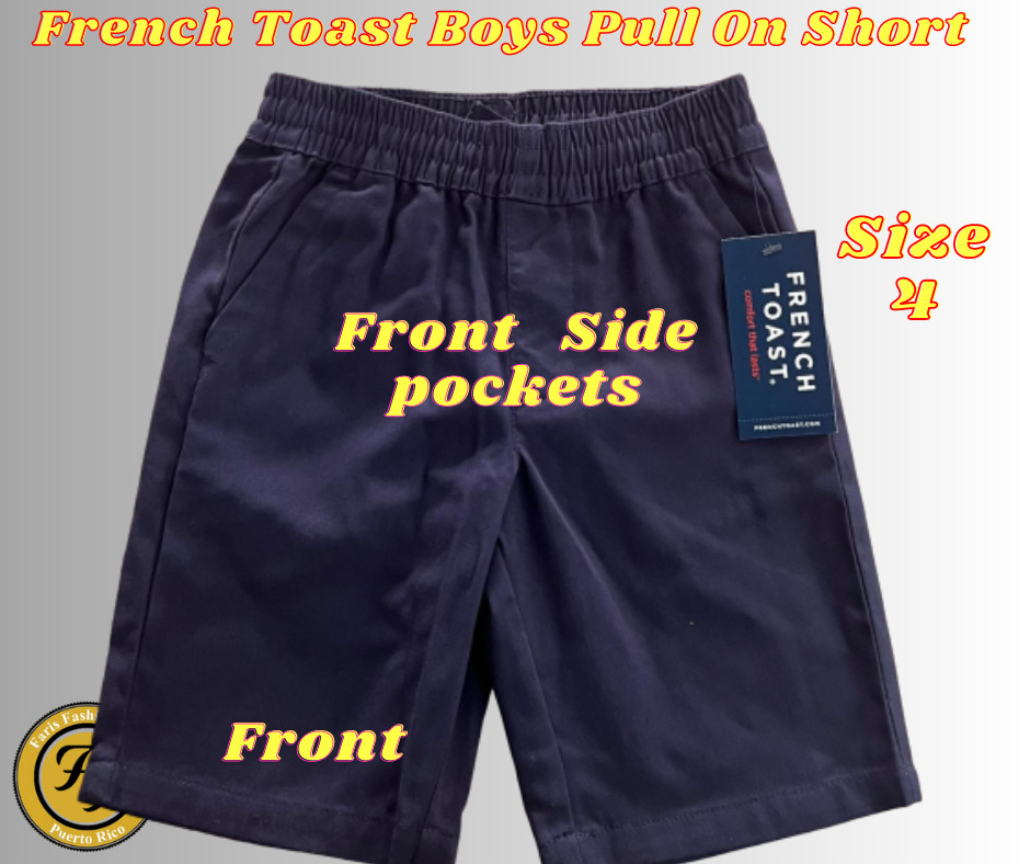French Toast Boys School Uniform Pull Up Short, All Elastic Waist , Navy Size 4.