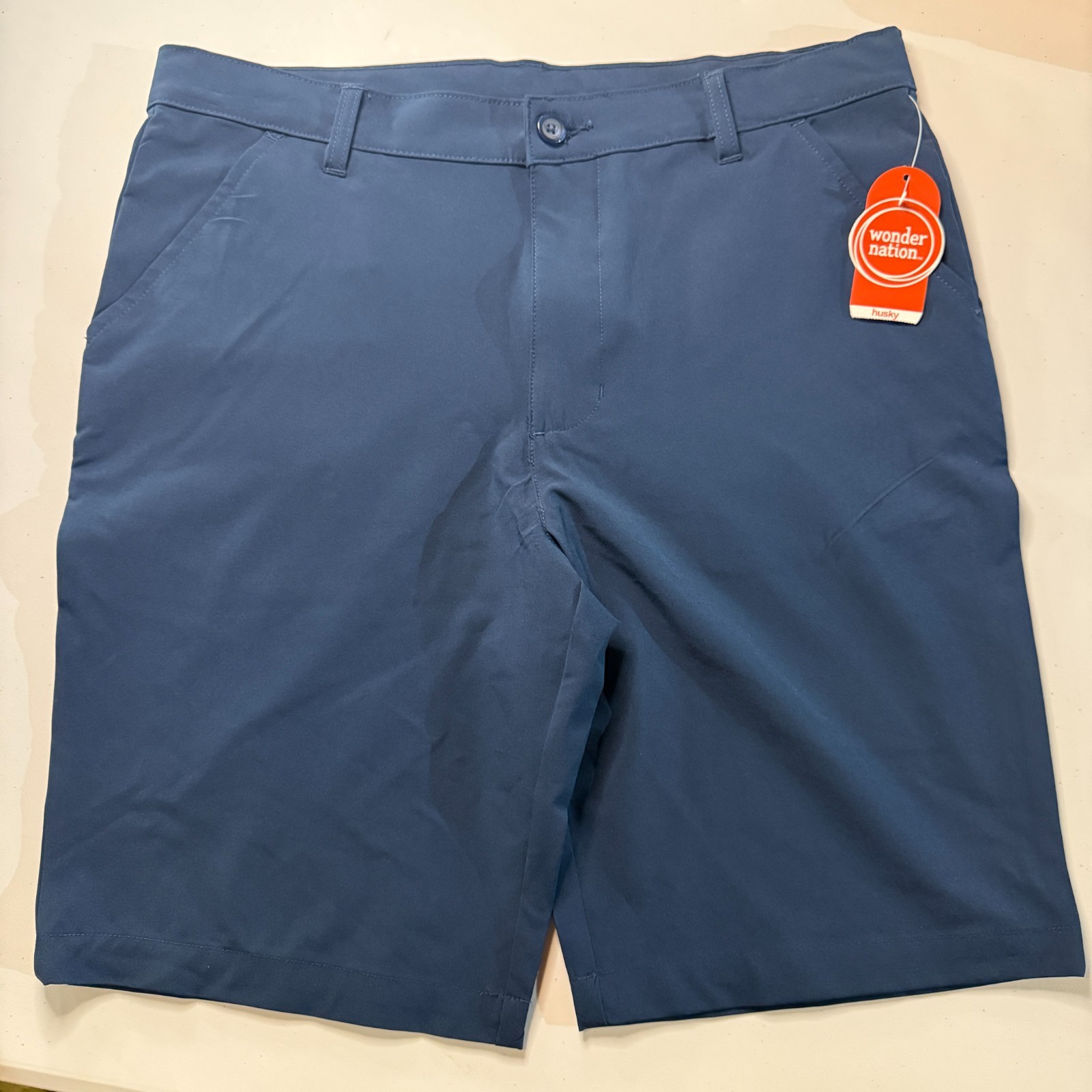 Wonder Nation Boys School Uniform Stretch Performance Shorts Navy Size 16 Husky