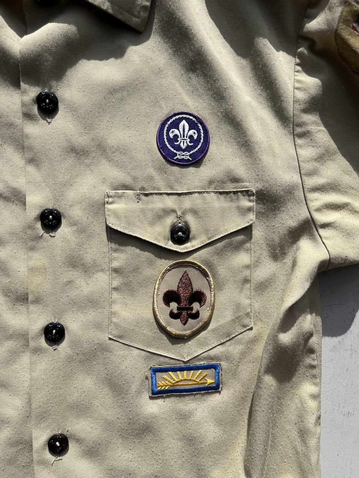 Kid’s Boy Scouts of America Shirt Beige Uniform Official L Chief Outdoors Camp