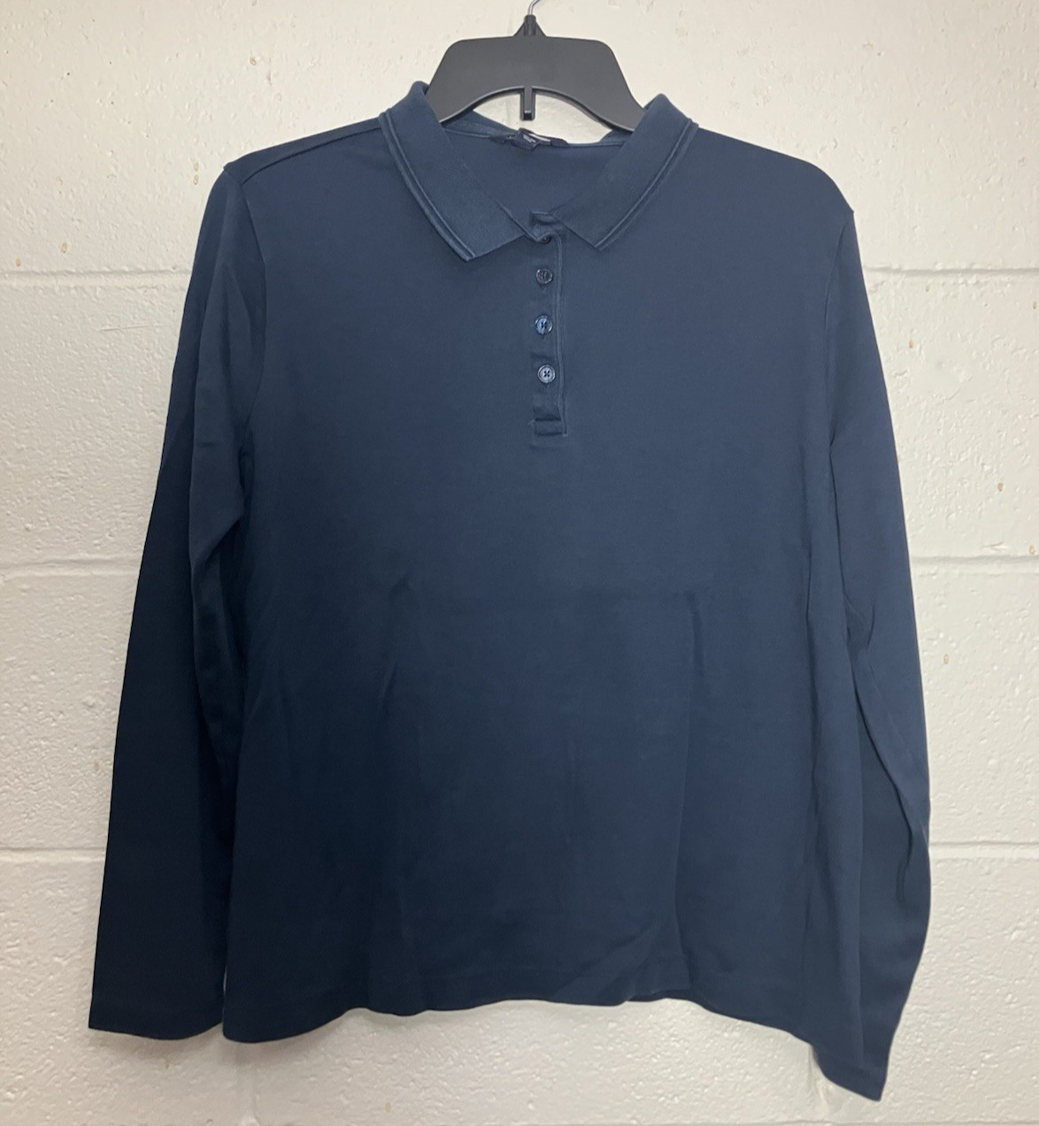 Lands’ End Boys Polo Shirt Blue L 14-16 Long Sleeve Uniform School Top