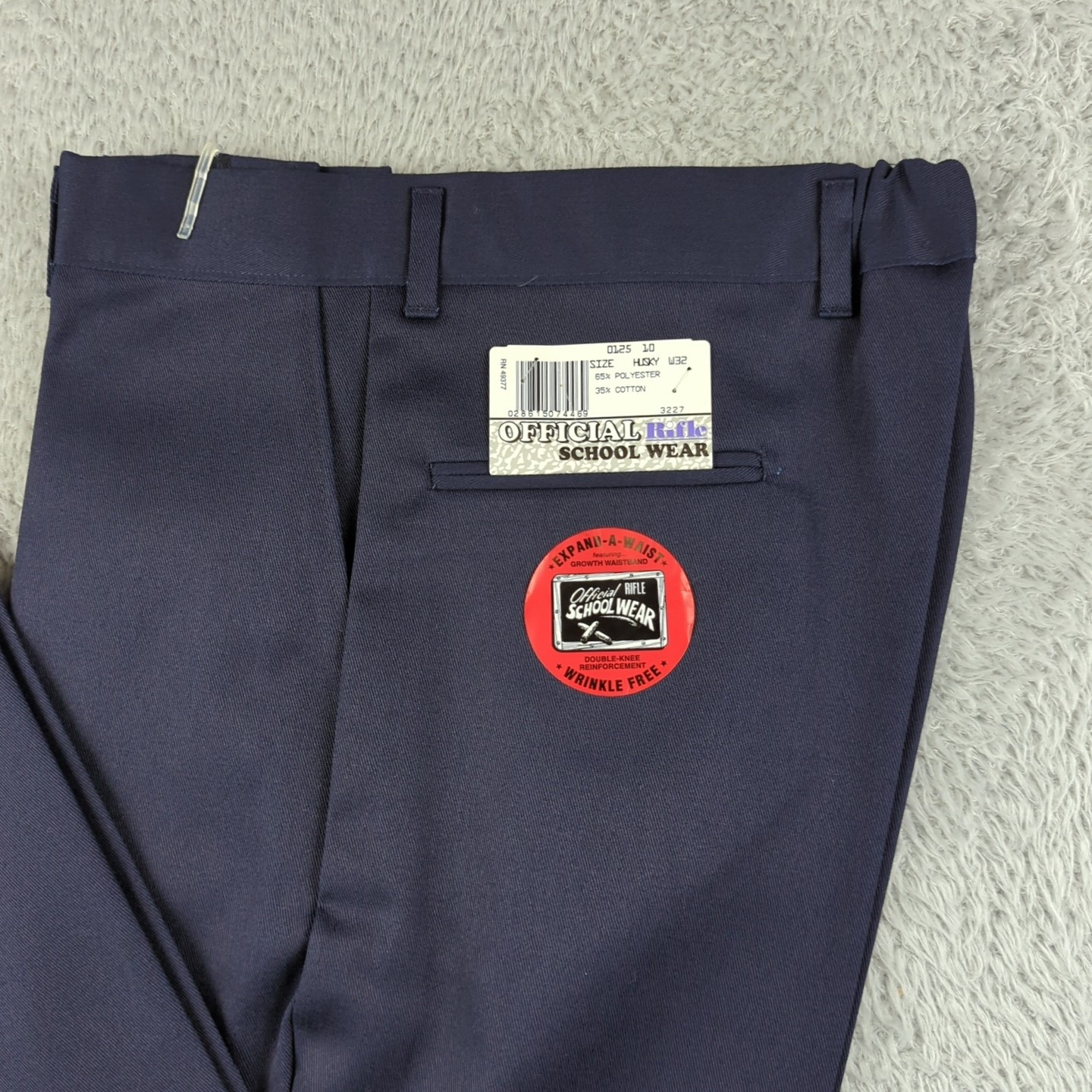 Vintage Official Rifle School Uniform Pants Boys 32 Husky Blue Double Knee Work