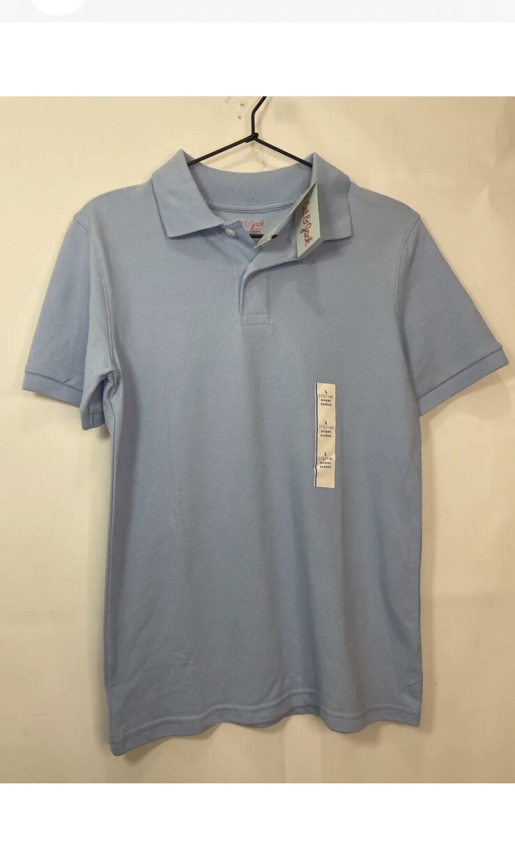 Cat & Jack Boys Size L (12 -14) Light Blue Short Sleeve School Uniform Top