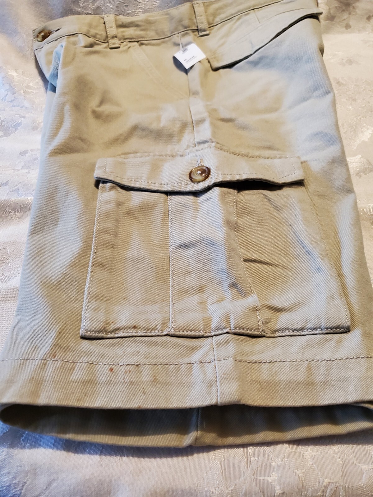 OLD NAVY Youth Boys Size 12 Khaki/Beige Cargo Shorts Adjustable Waist NWT *Spots