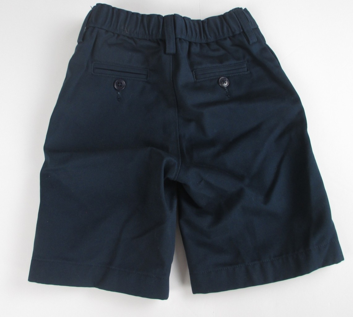 LANDS END Navy School Uniform Plain Front Cotton Chino Shorts Boys 7 Slim NEW