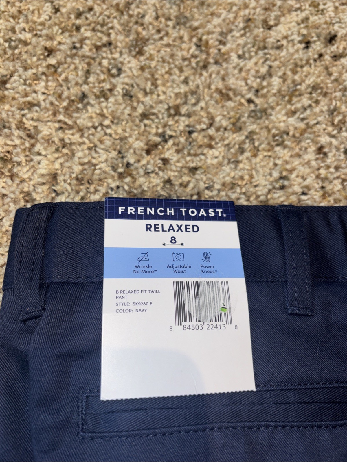 New With Tags French Toast School Uniform Size 8 Relaxed Navy Pants W/Adj Waist