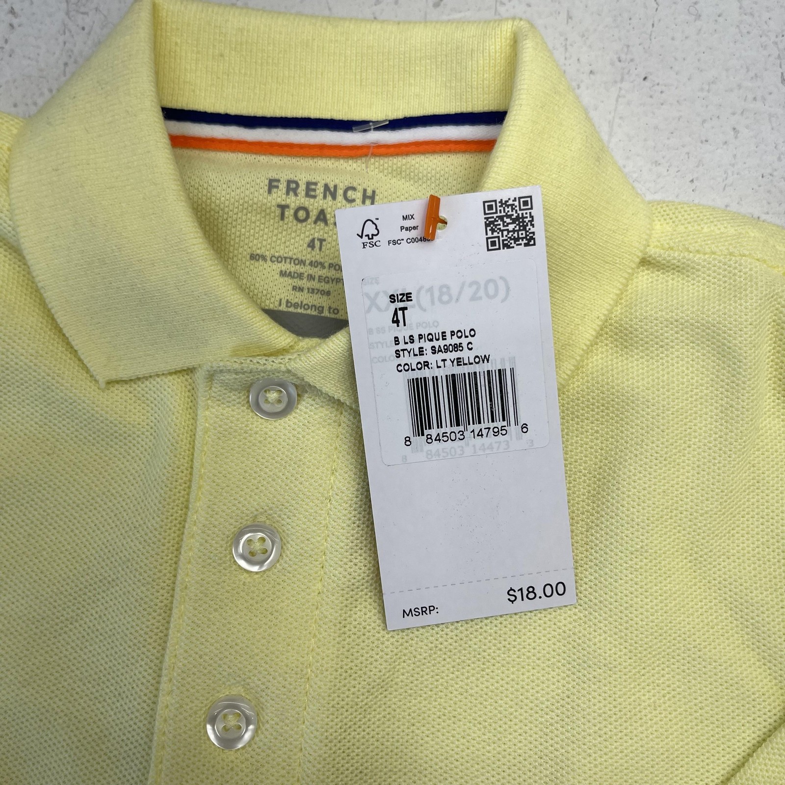 French Toast Polo Shirt Boys 4T Yellow Long Sleeve Pique School Uniform 4 Pack