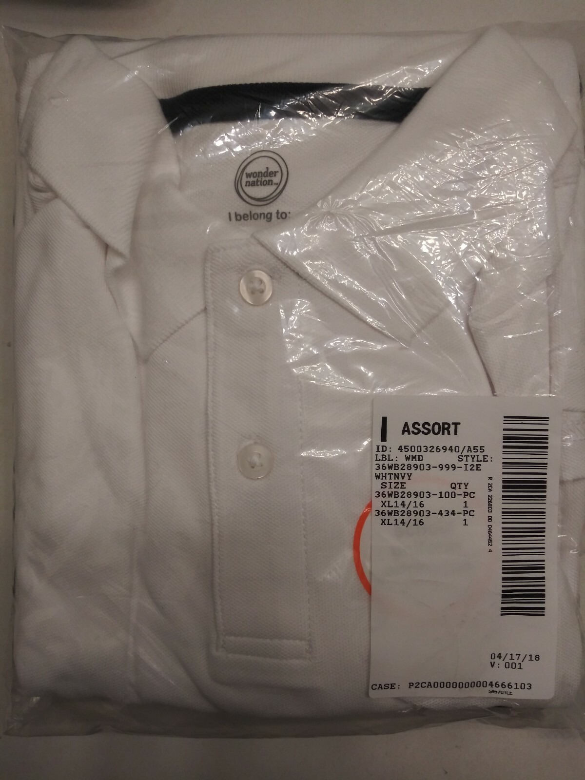 Boys Wonder Nation School Uniform White/Navy, Short Sleeve Pique Polo,14-16 2 pk