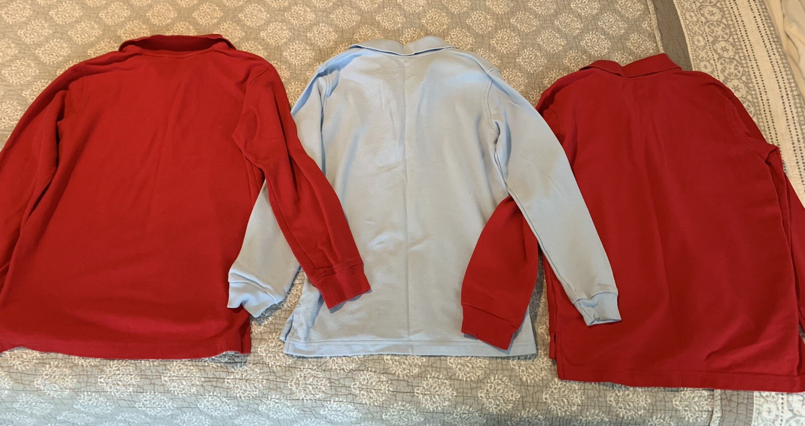 French Toast Boys Size 10/12 School Uniform Polo Shirts Long Sleeve, 3 Shirts