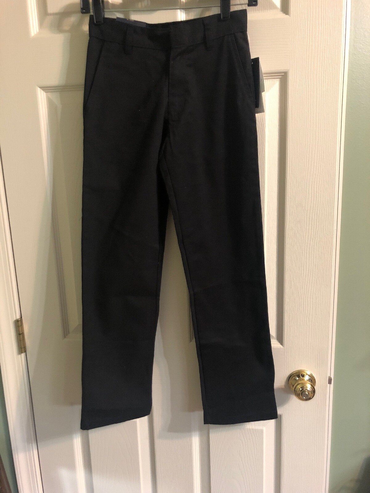 U.S POLO ASSN. School Uniform Flat Front Pants Boys 10 Blk ADJUSTABLE WAIST NWT