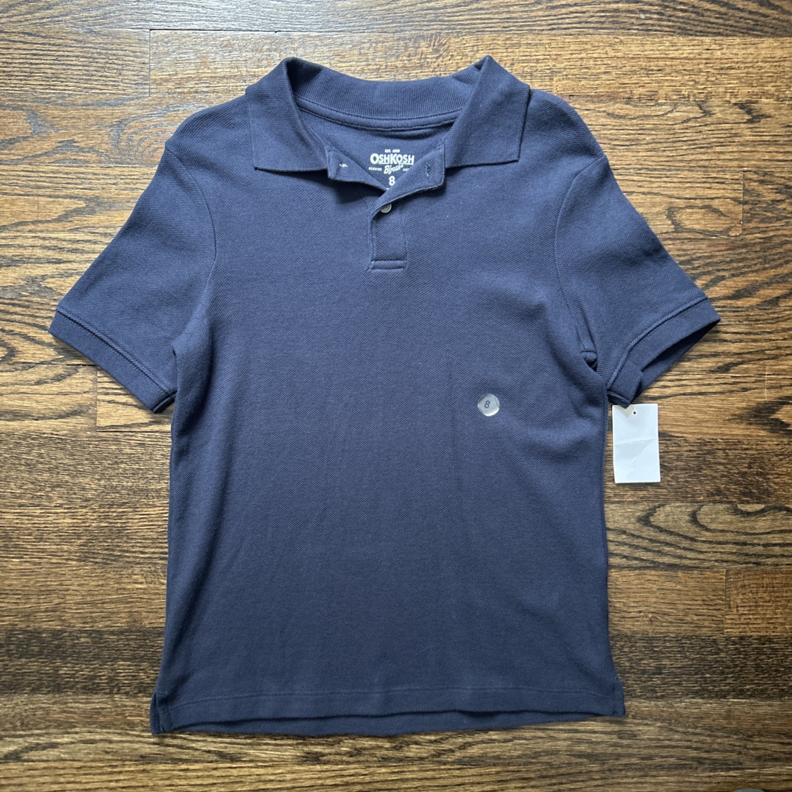 NEW Oshkosh Boys Size 8 School Uniform Polo Style Shirt Short Sleeve Navy Blue