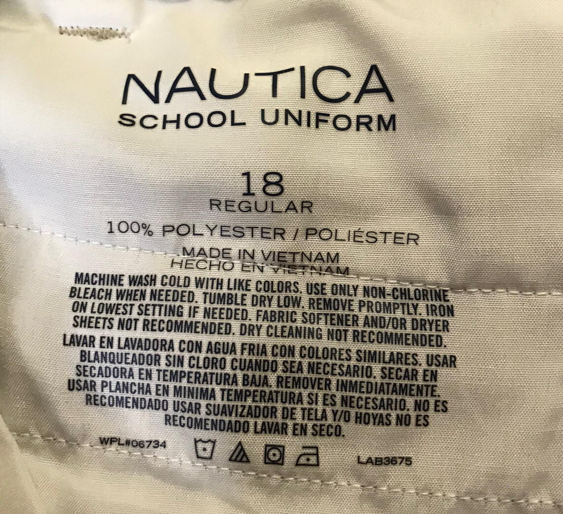 Nautica School Uniform Boys Size 18 Beige Adjustable Waist