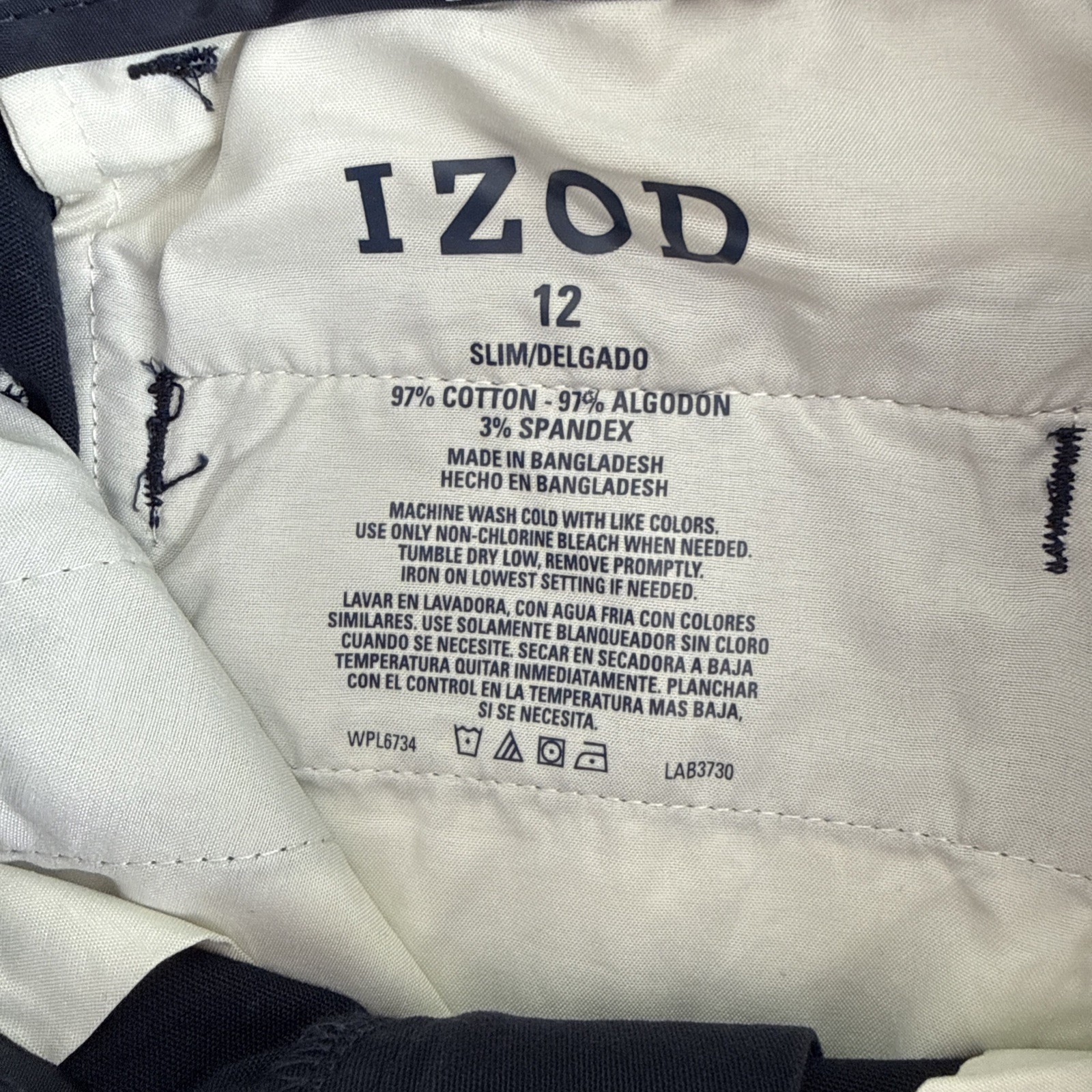 Boys Izod Navy Adjustable Waist Flat Front School Uniform Pants 12 Slim New