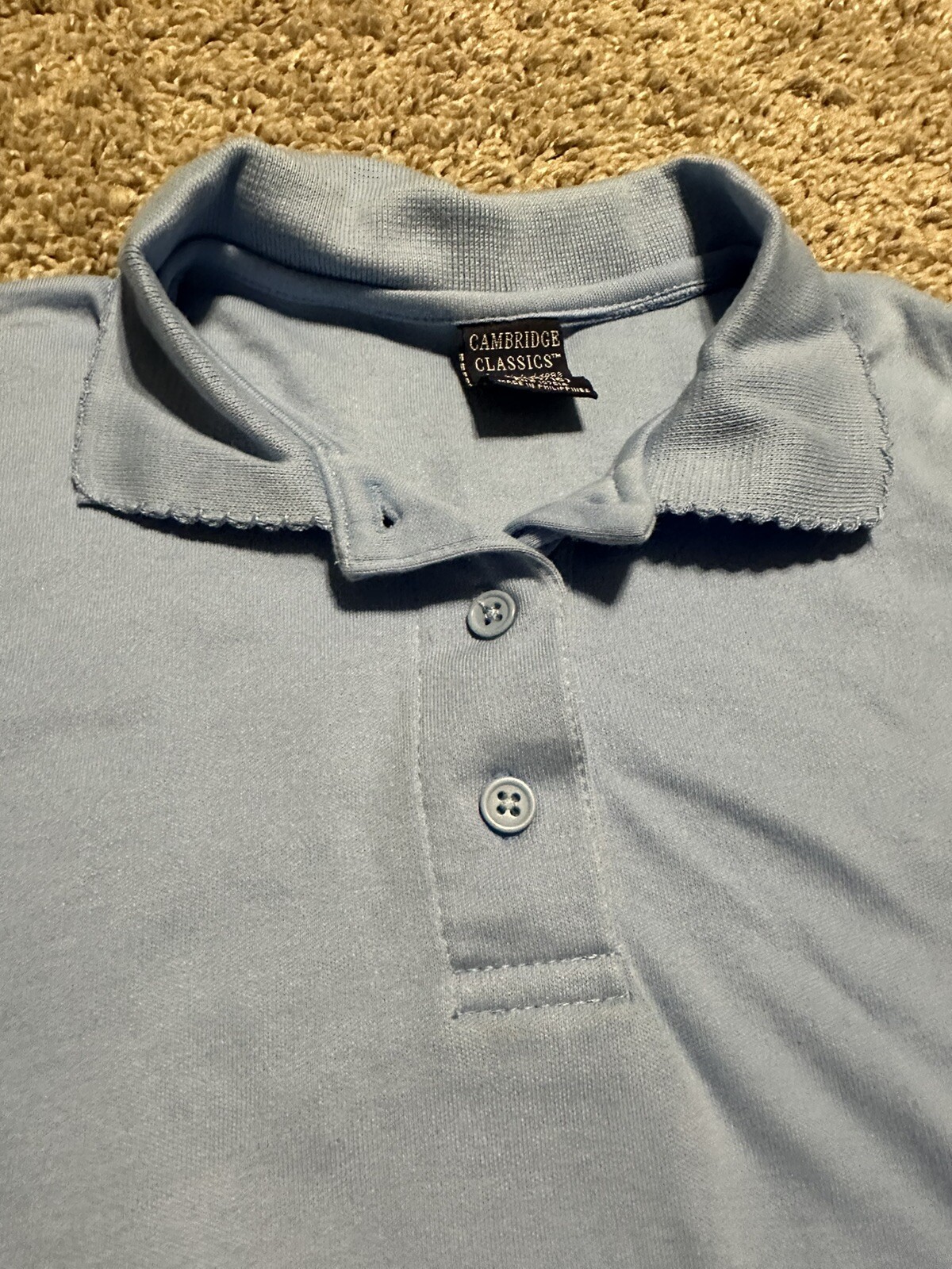 NWT CAMBRIDGE CLASSICS kids Blue polo school uniform collar Size XL 14/16