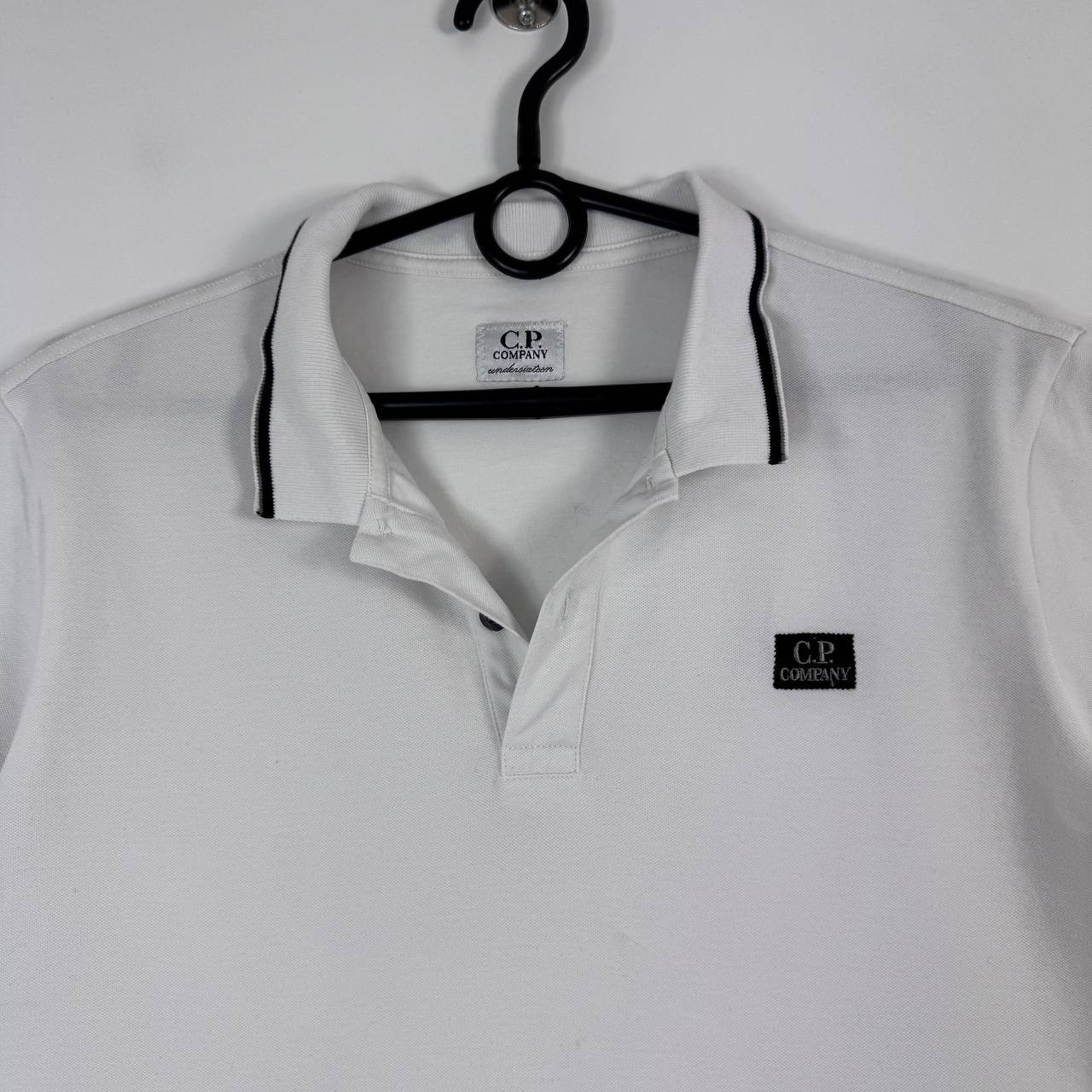 C.P Company Polo Shirt White Short Sleeve Logo Casual Italy Size Boys 14
