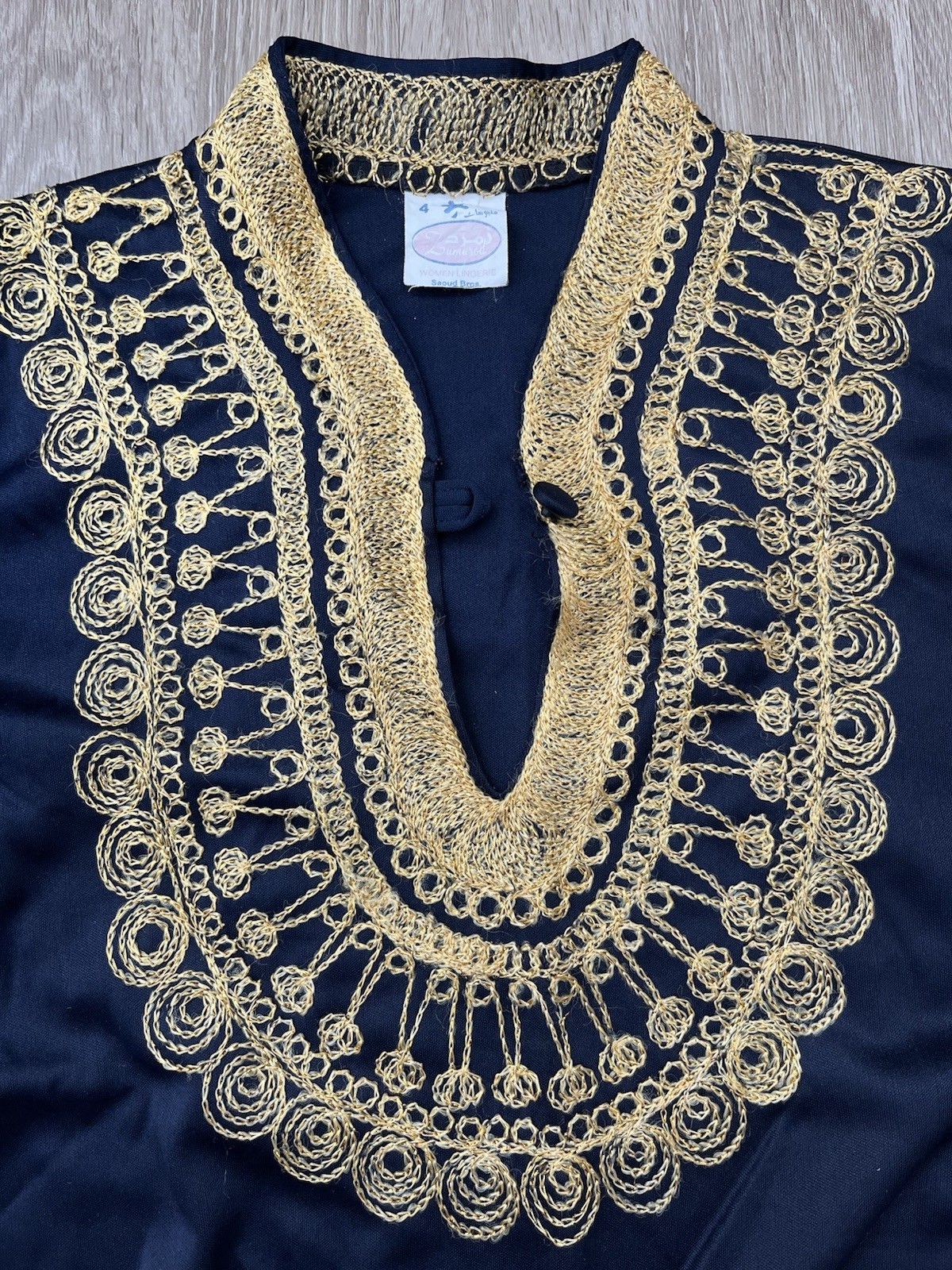 Saoud Bros Young Boys Navy Blue Kaftan Gold Embroidery Age 4-6 year Old