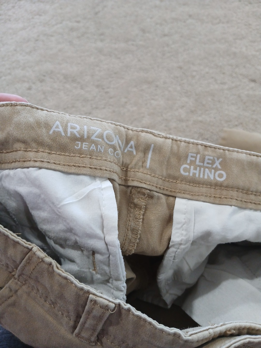 Arizona Jean Boys 14 Flex Tan Khaki Beachy School Uniform Adjustable Waist