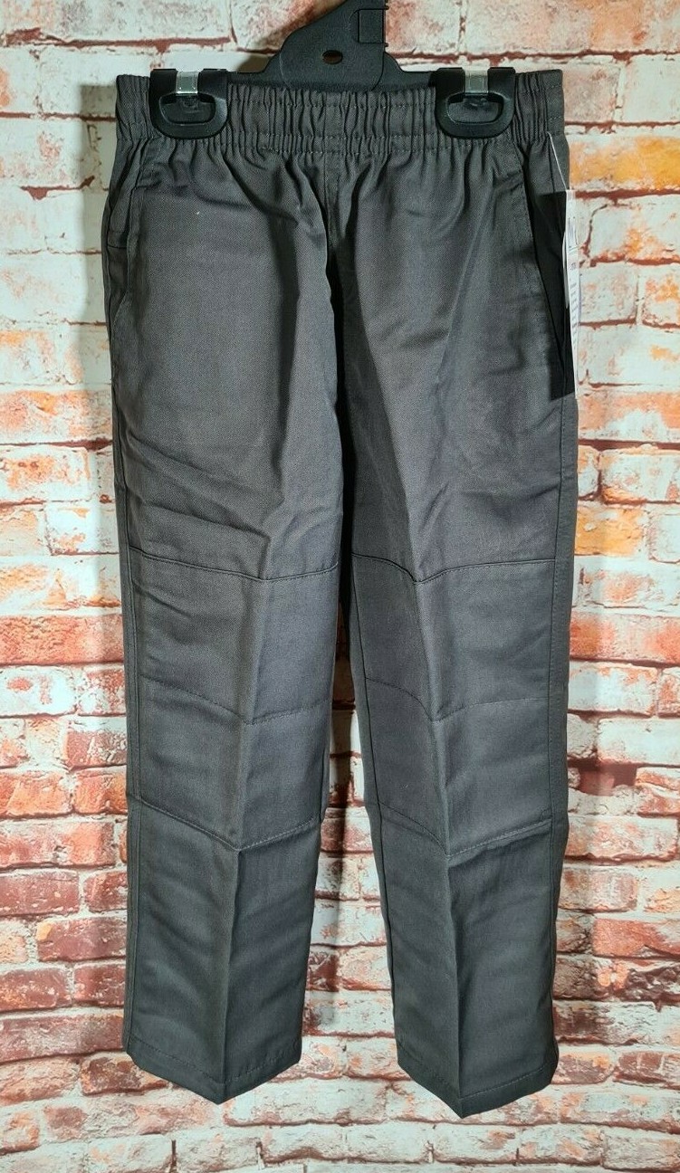 BNWT Boys Sz 4 LW Reid Brand Dark Grey Double Knee Elastic Waist School Pants