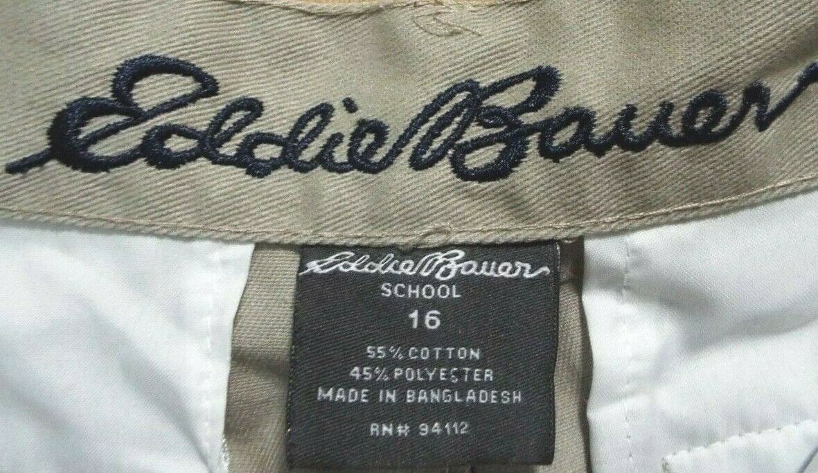 Eddie Bauer School Beige Boys Shorts Utility Pocket Adjustable Waist Size 16