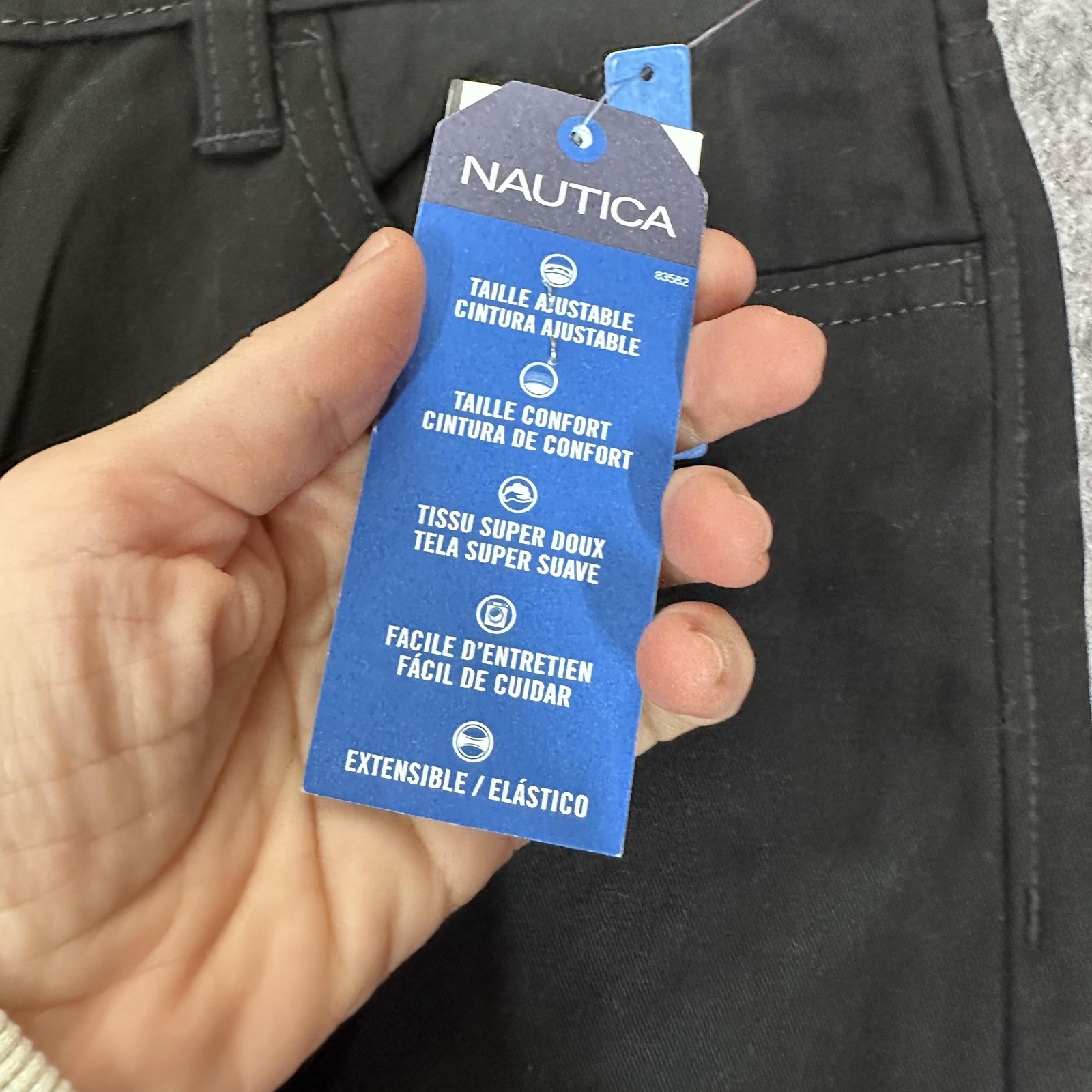 Nautica Pants Boys 18 Husky Black School Uniform Adjustable Waist Stretch