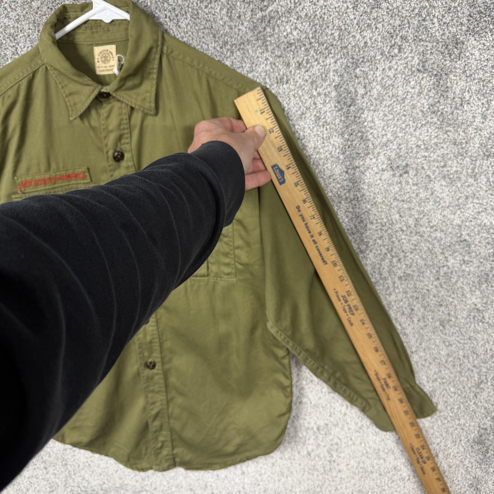 Vintage Boy Scouts Of America Shirt Pants Hat Set Boys 14 Green Uniform Twill