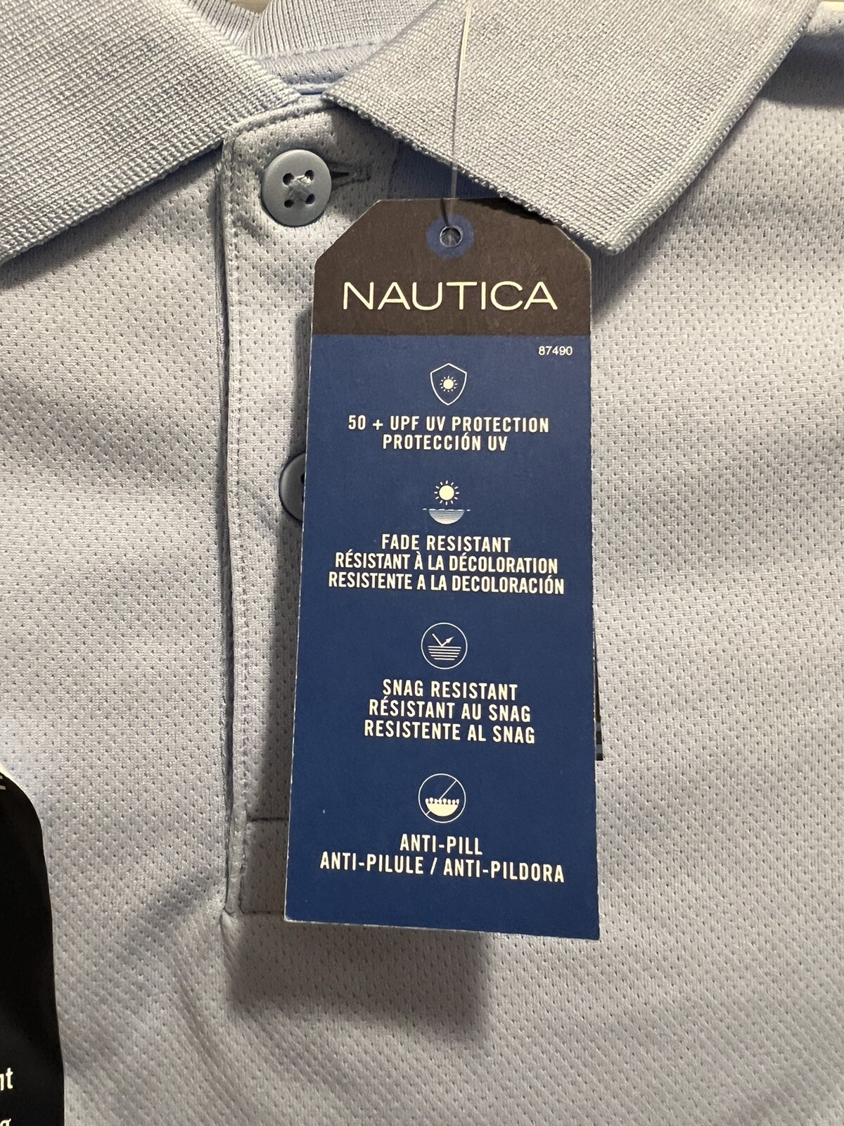 Boys Light Blue Nautica School Uniform Moisture Wicking Collared Shirt L 6 NWT