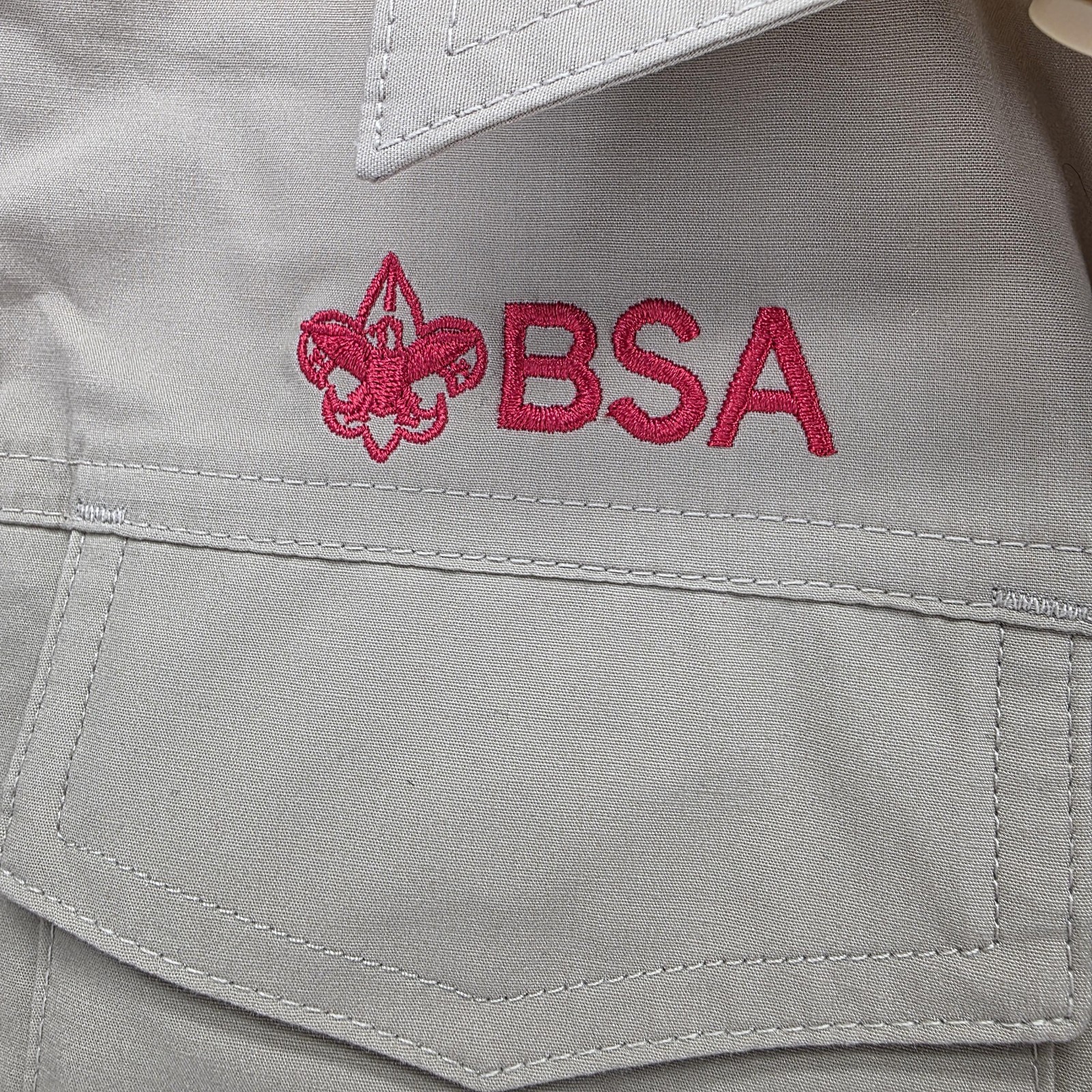 Boy Scouts Of America Shirt Youth M Beige Uniform Short Sleeve BSA Patches