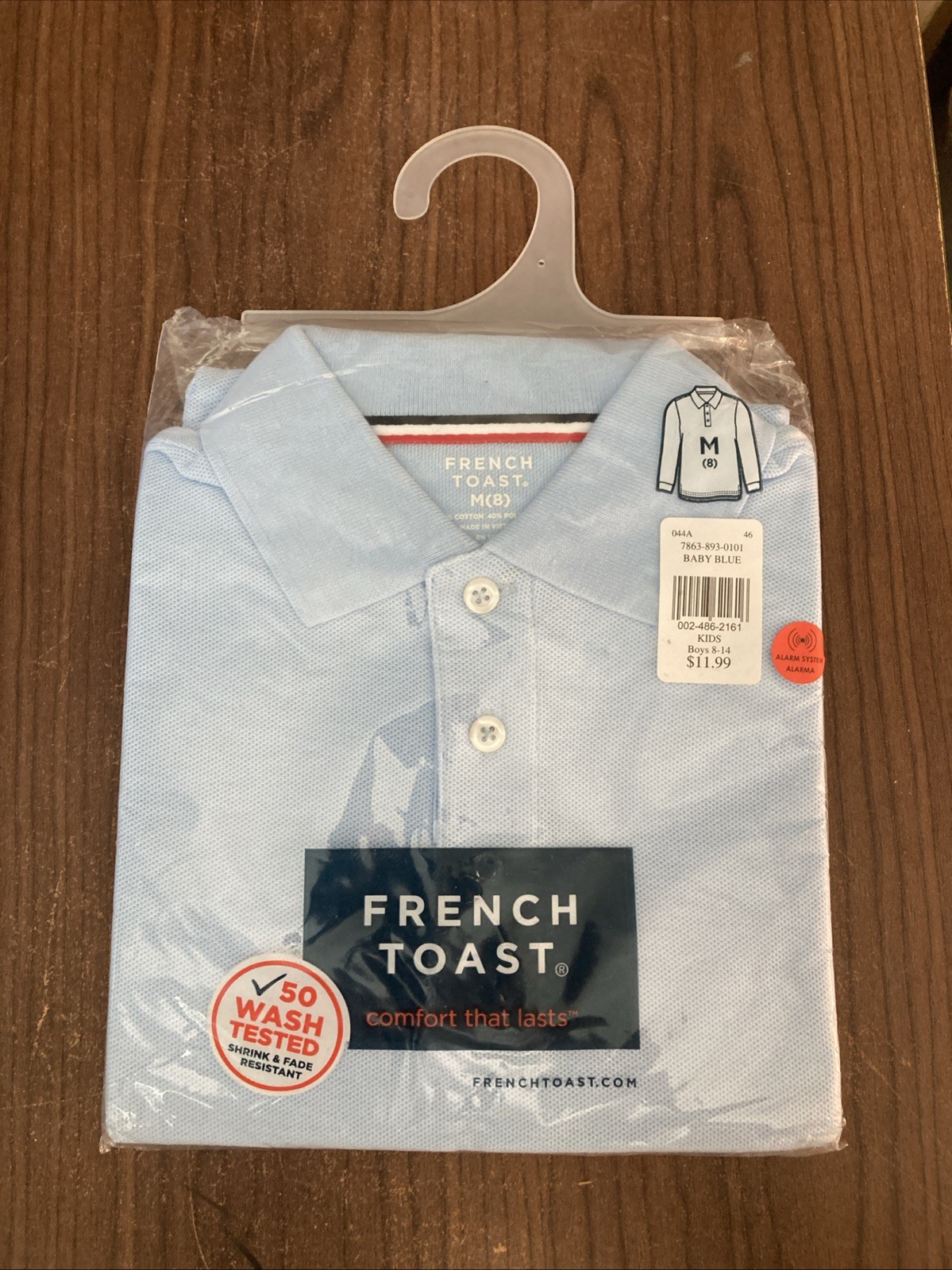 French Toast Boys Size M Long sleeve Collared Blue Polo Shirt Uniform
