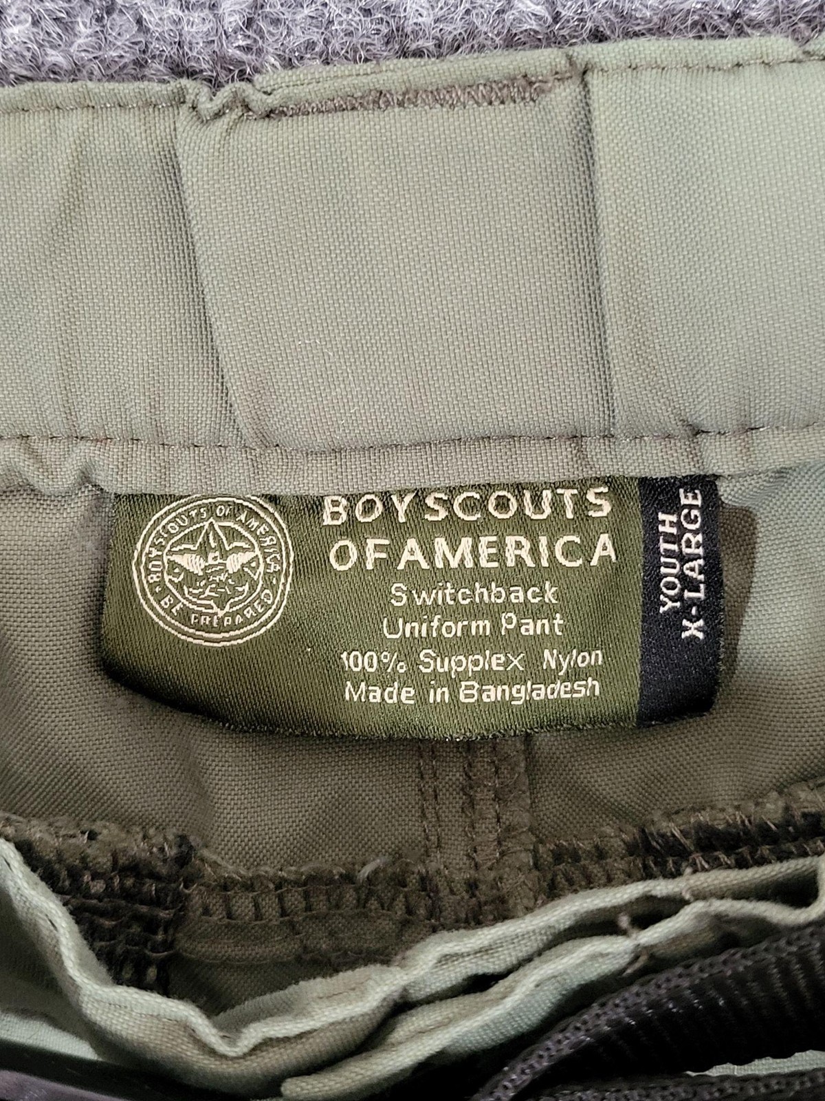 Boy Scouts Of America Shorts Youth XL Green Switchback Cargo Belted Uniform Logo