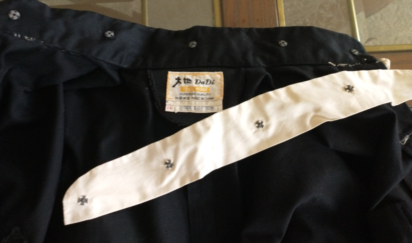Vintage Da Di Tang Jacket Black W/Frog Buttons Mandarin Collar Boys 14 Bruce Lee