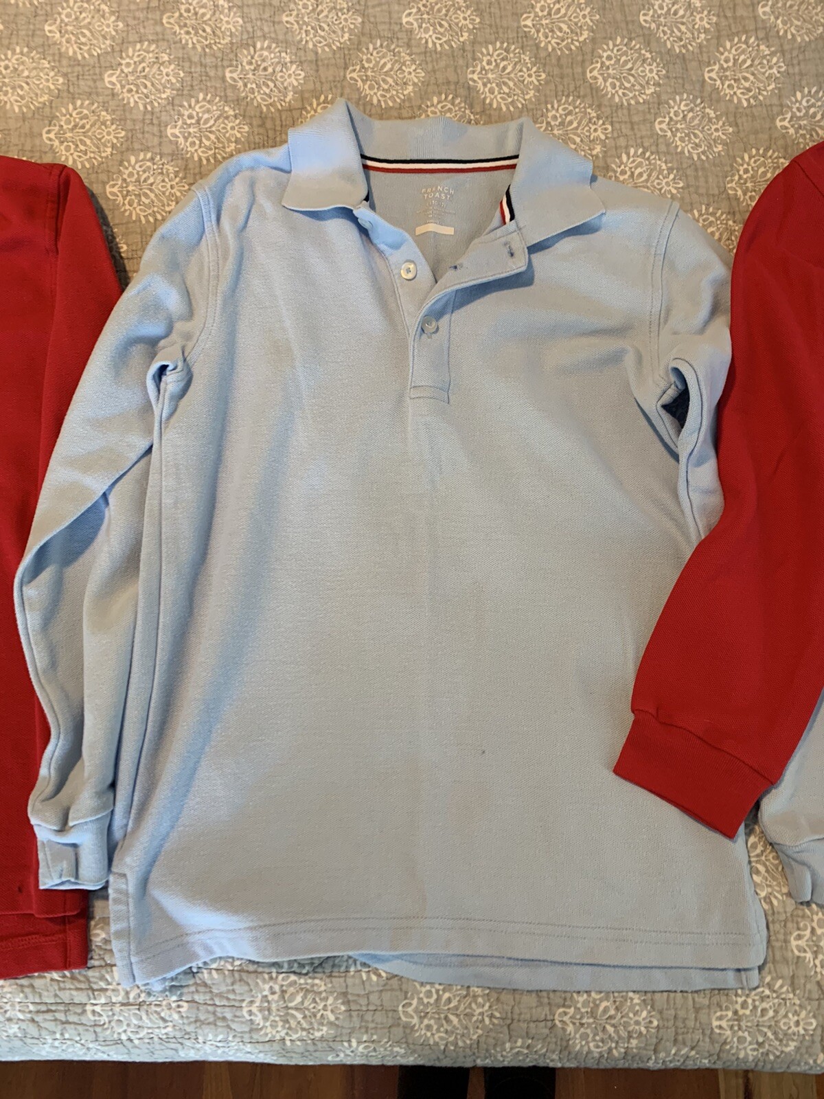 French Toast Boys Size 10/12 School Uniform Polo Shirts Long Sleeve, 3 Shirts